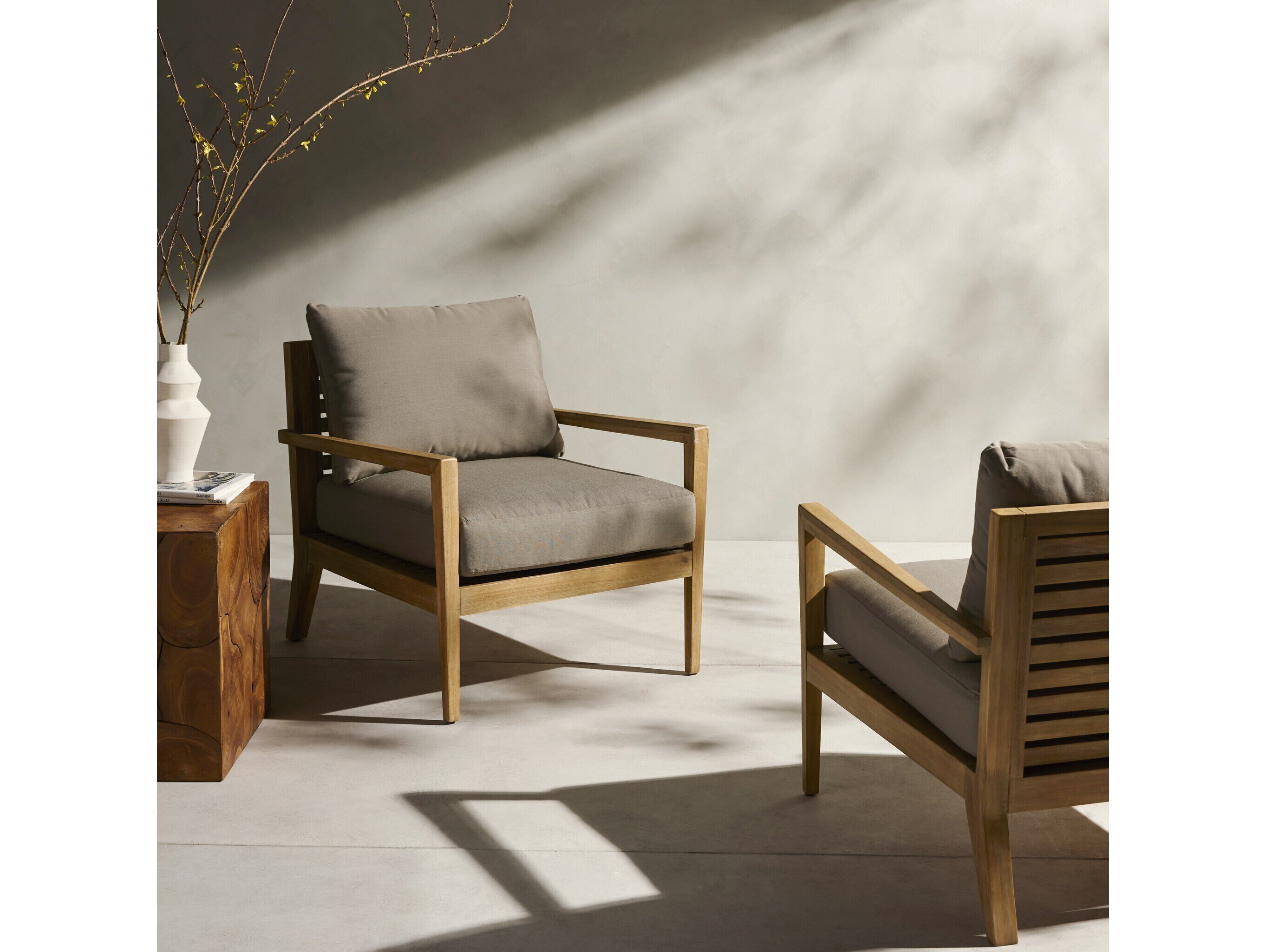 Four Hands Outdoor Belfast Royal Taupe / Natural Acacia Lounge Chair