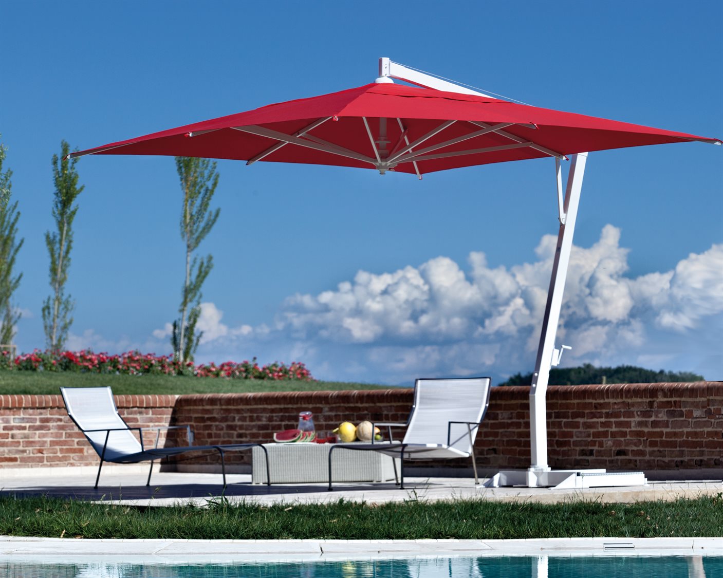 10 X 13 Cantilever Umbrella FIM Pseries Aluminum 10 x 13 Crank Lift Cantilever Umbrella FMP19