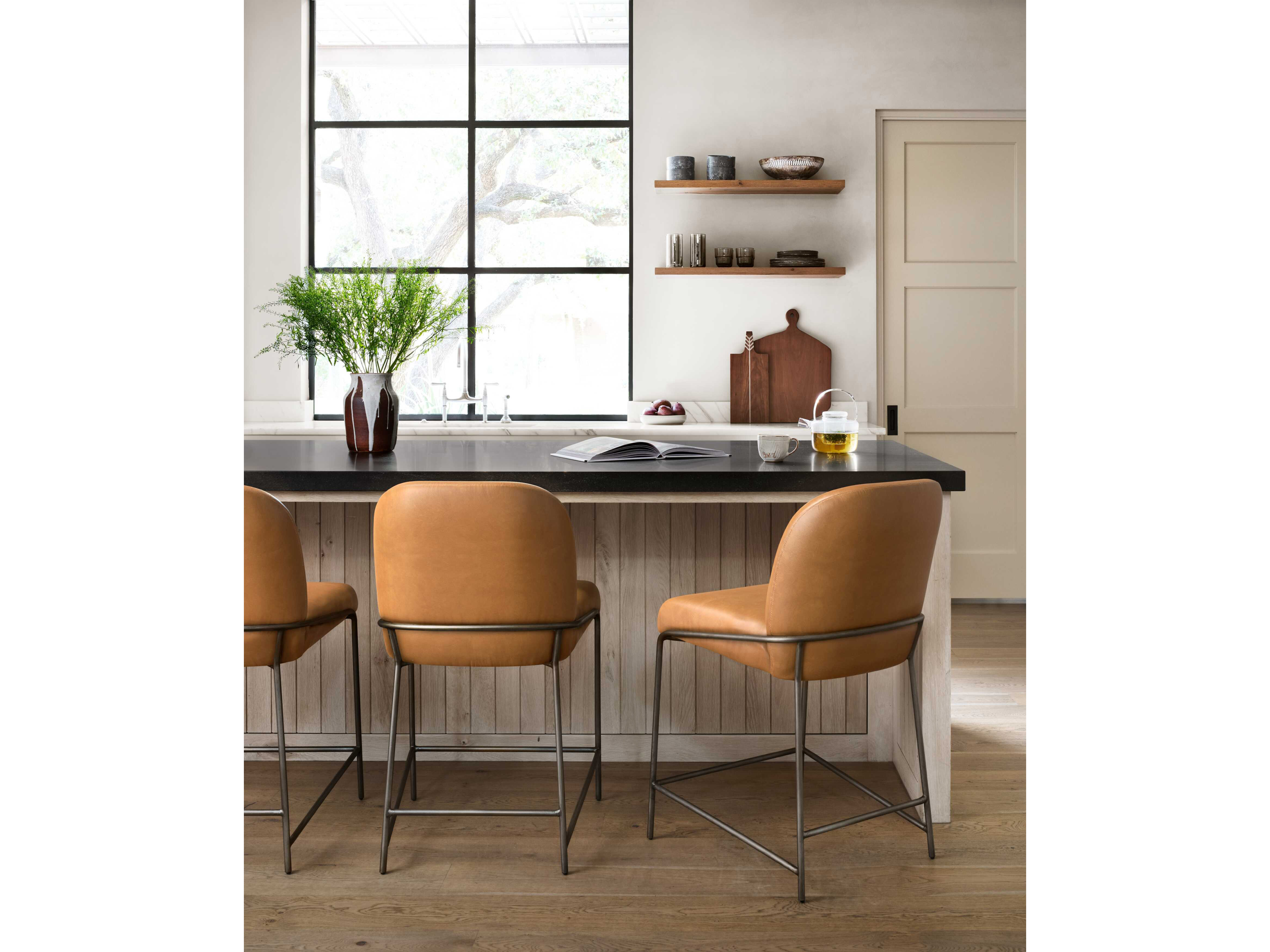 Four Hands Grayson Brushed Slate / Sierra Butterscotch Side Counter