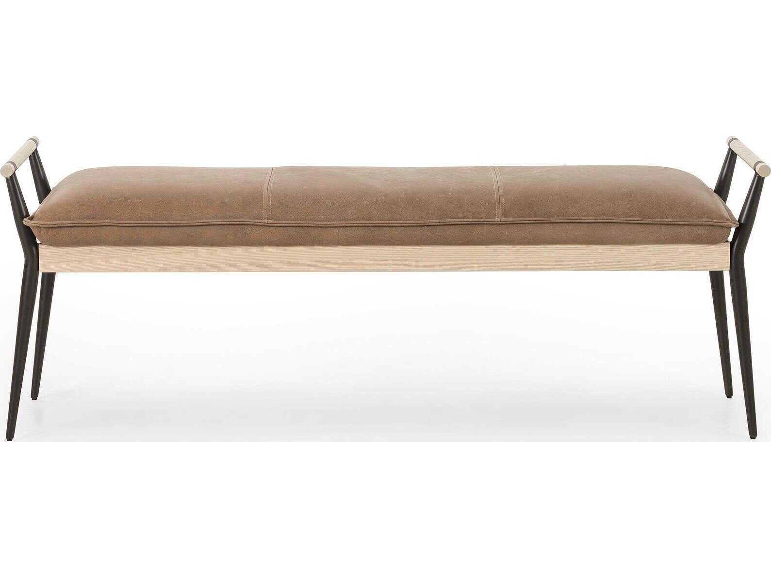 Four Hands Grayson Brown Leather Accent Bench FS108543002