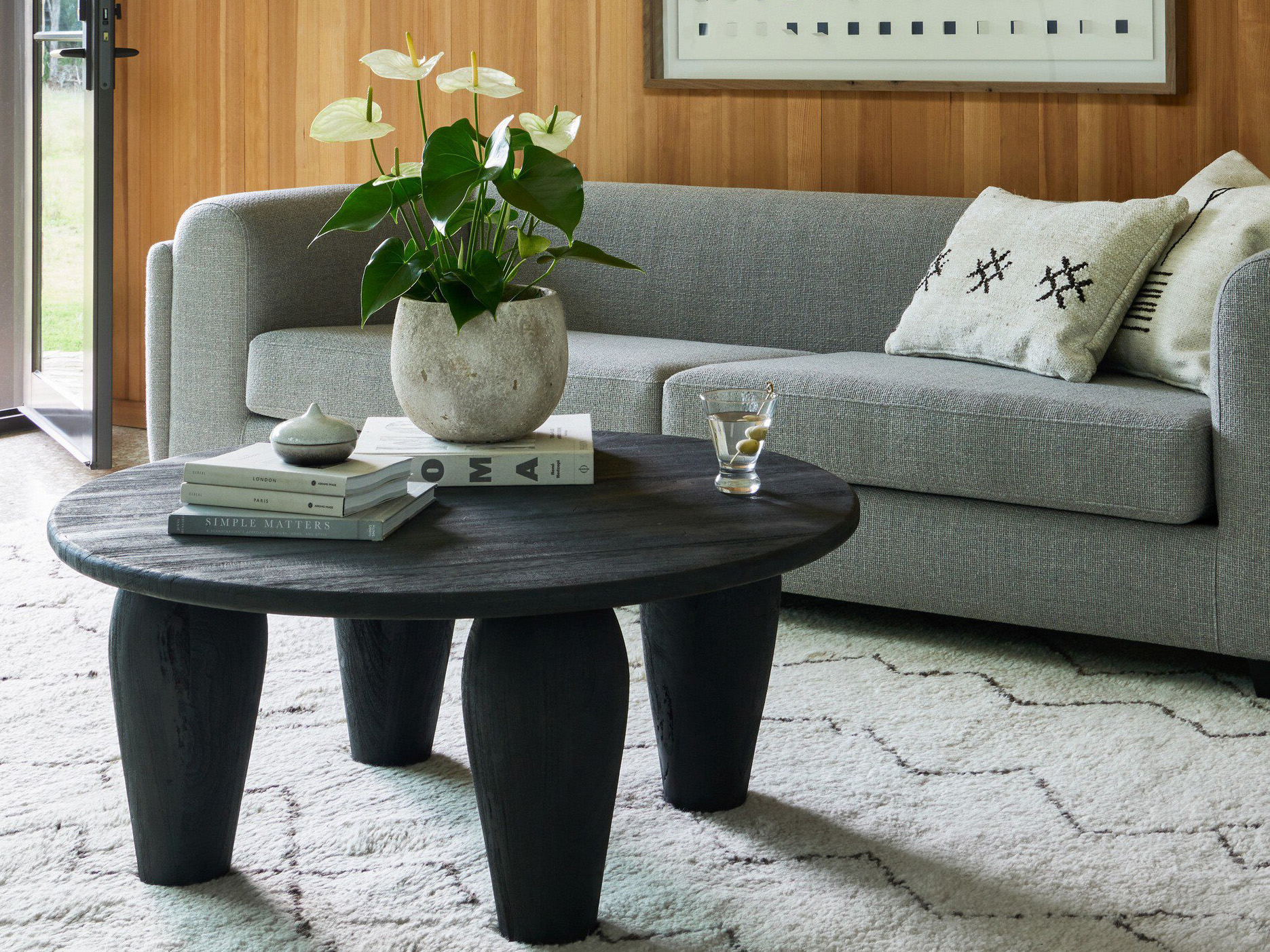 Four Hands Maya Maricopa 38" Round Wood Dark Totem Coffee Table