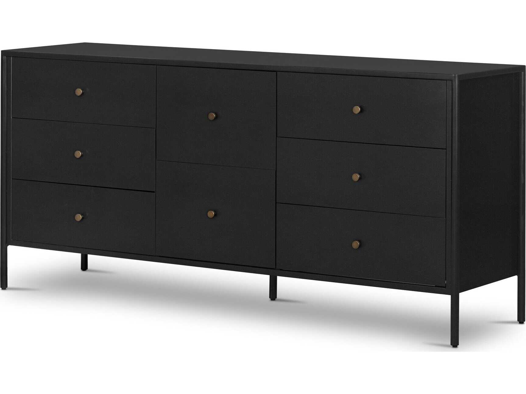 Four Hands Bolton Black / Weathered Bronze EightDrawer Triple Dresser
