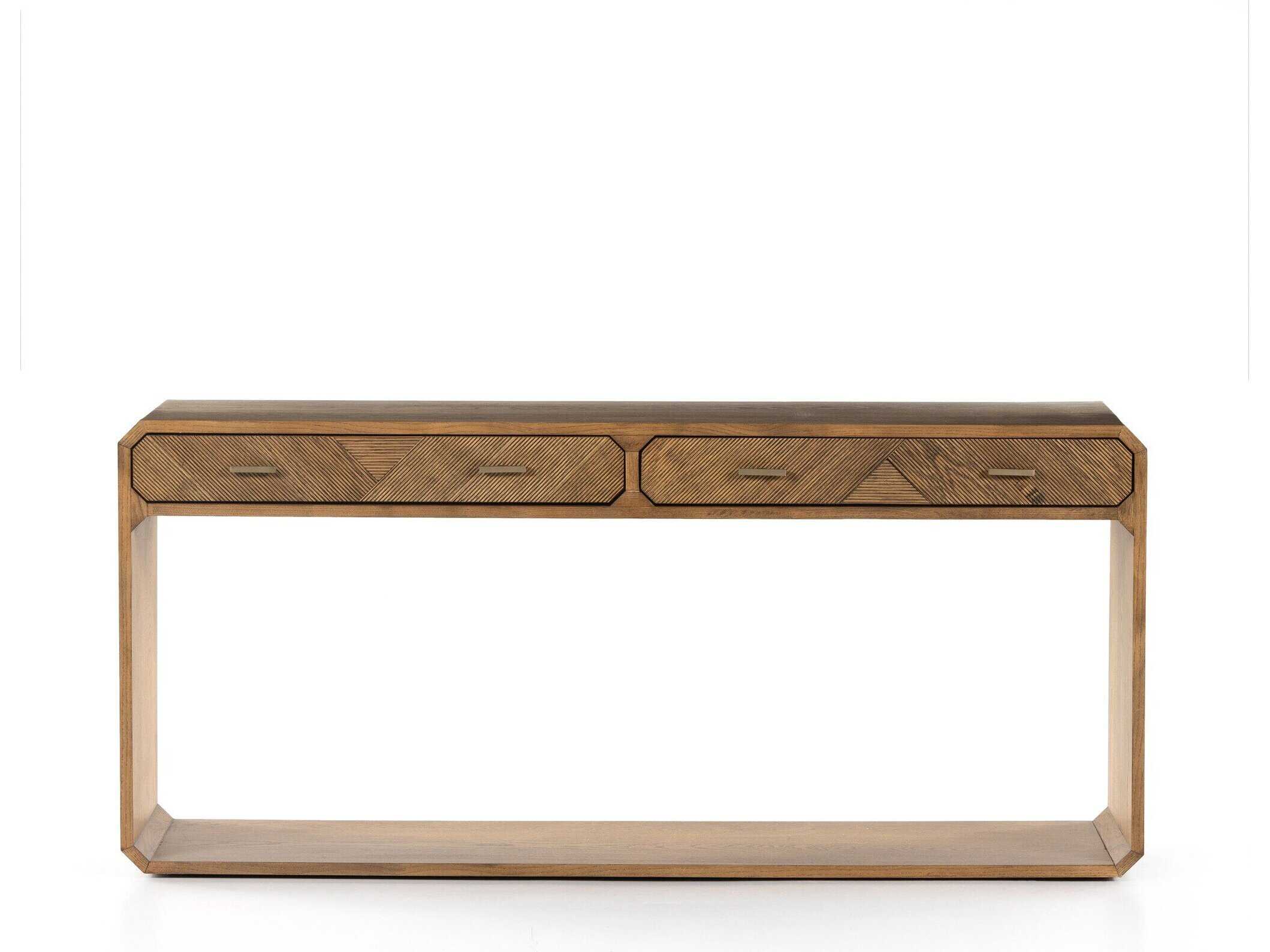 Four Hands Bolton Rectangular Wood Natural Ash Satin Brass Console