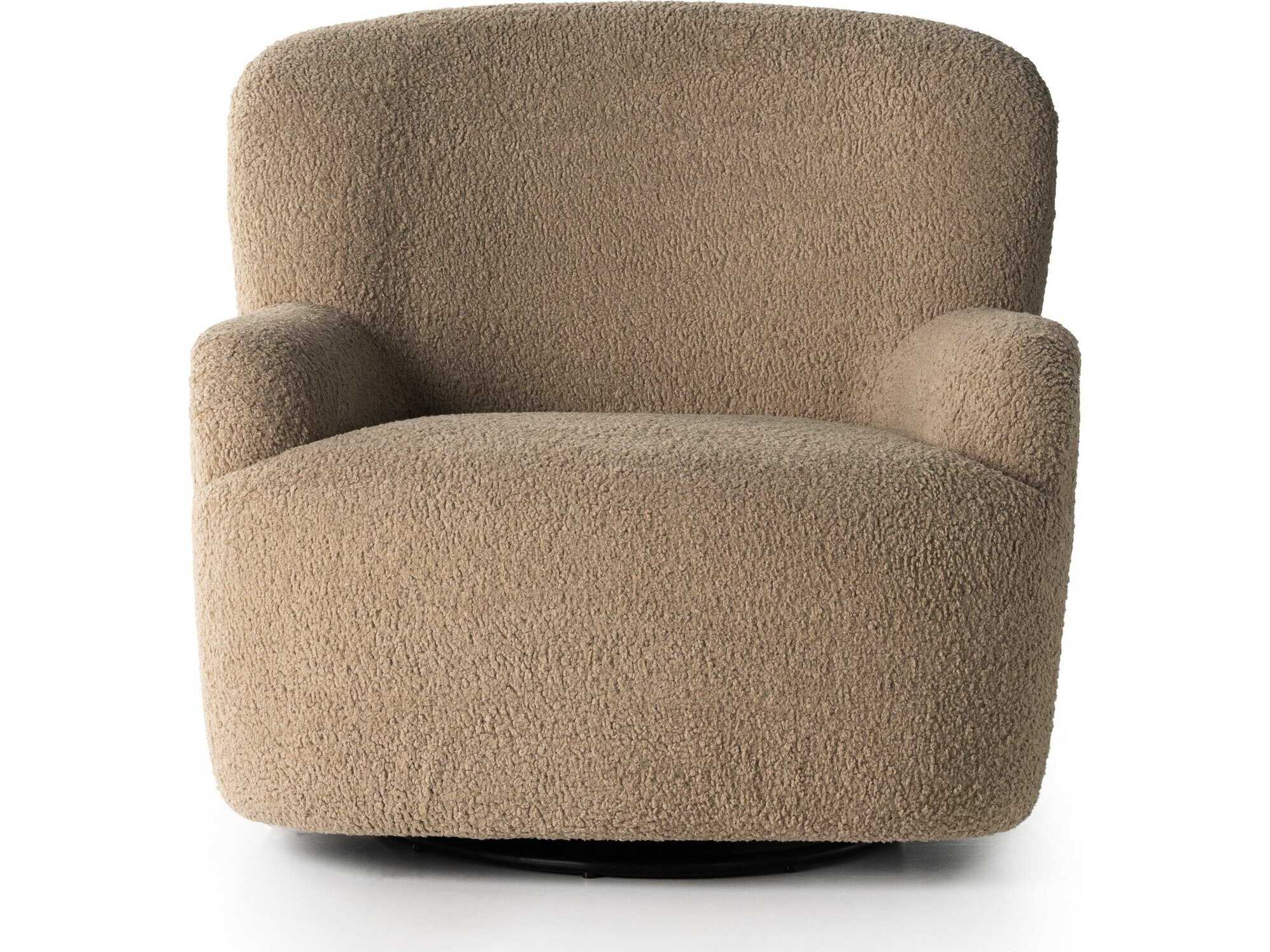 Four Hands Norwood Kadon Swivel 35" Beige Fabric Accent Chair FS231717001