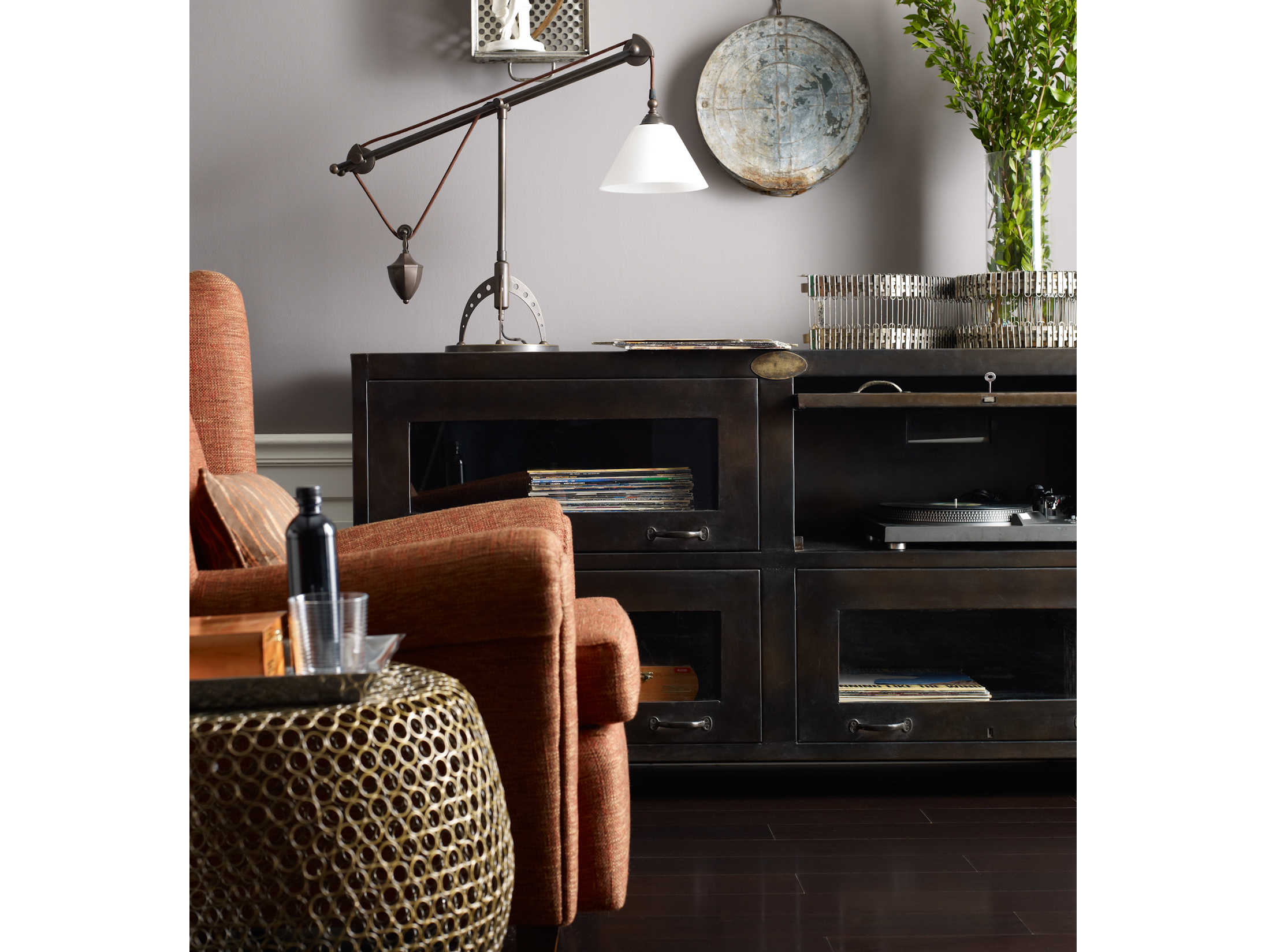 Four Hands Rockwell 64''L x 15''W Rectangular Antique Iron TV Stand