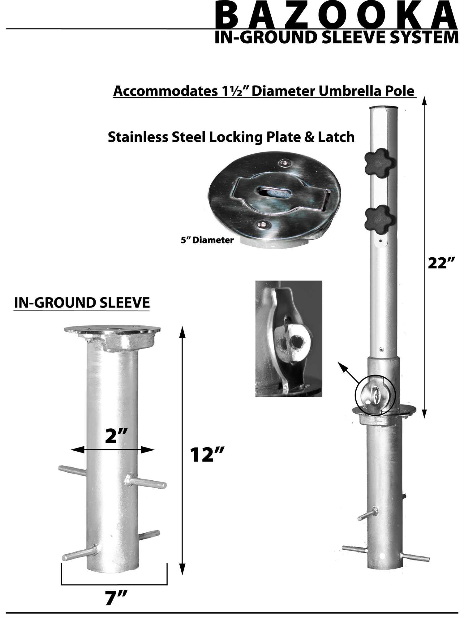 Frankford Umbrellas Bazooka 35 lb InGround Umbrella Base BZSR