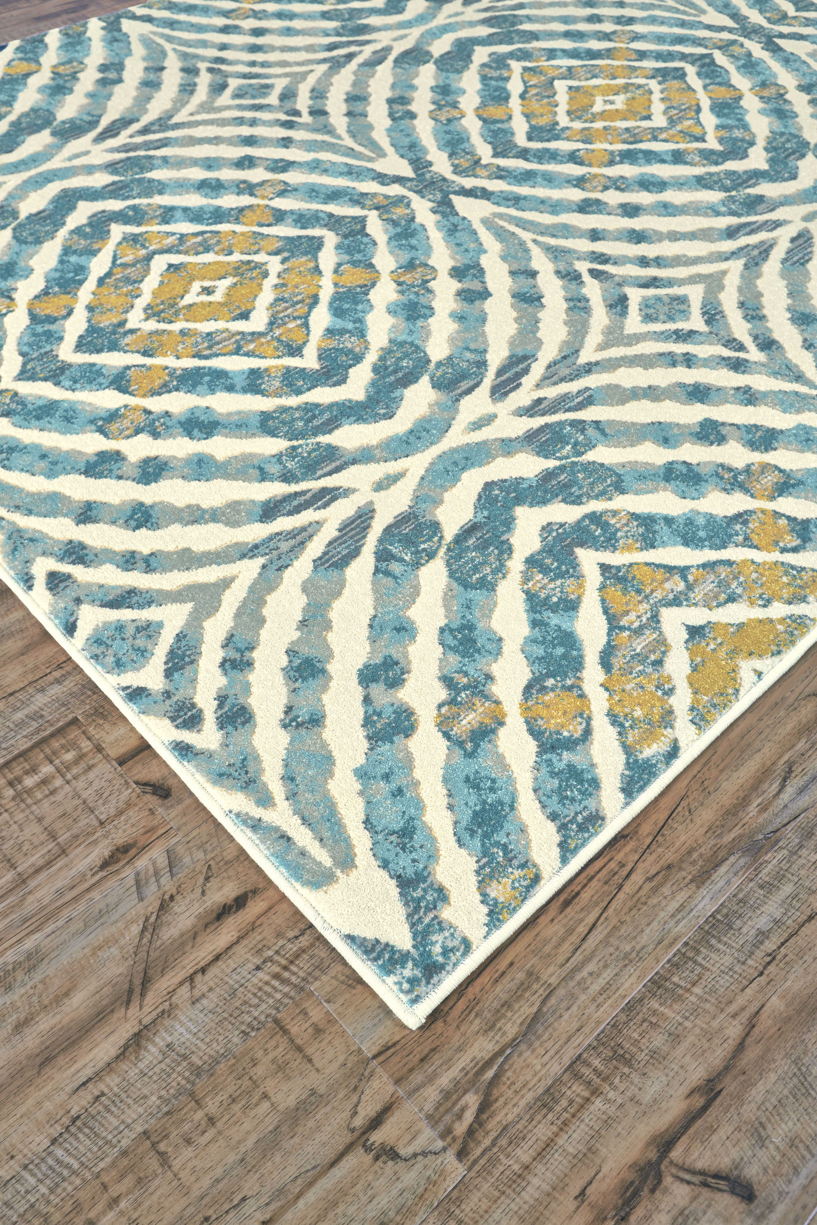 Feizy Rugs Keats Geometric Area Rug FZ3469FTEAL