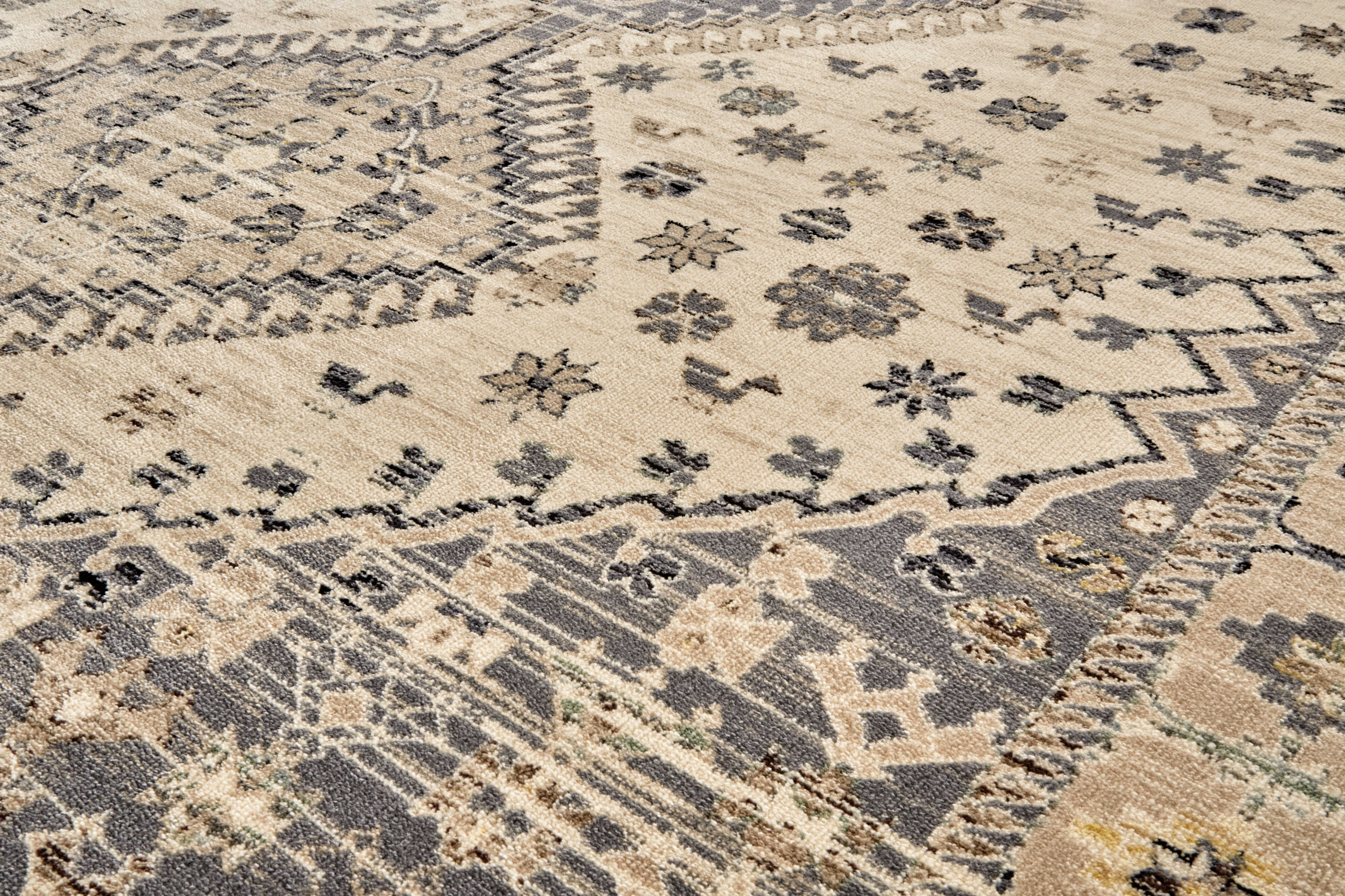 Feizy Rugs Grayson Bordered Area Rug FZ3577FBEIGEGRAY