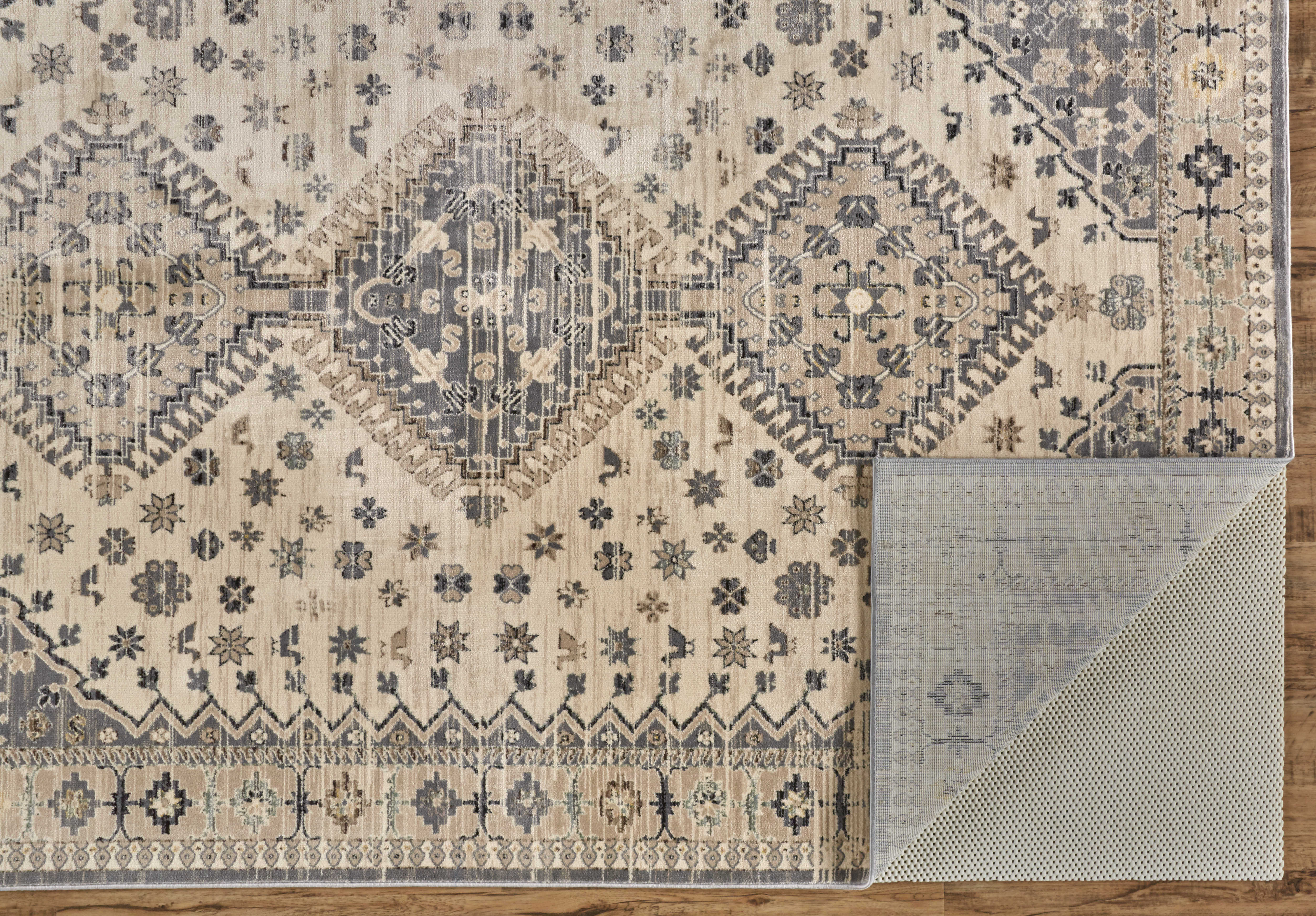 Feizy Rugs Grayson Bordered Area Rug FZ3577FBEIGEGRAY