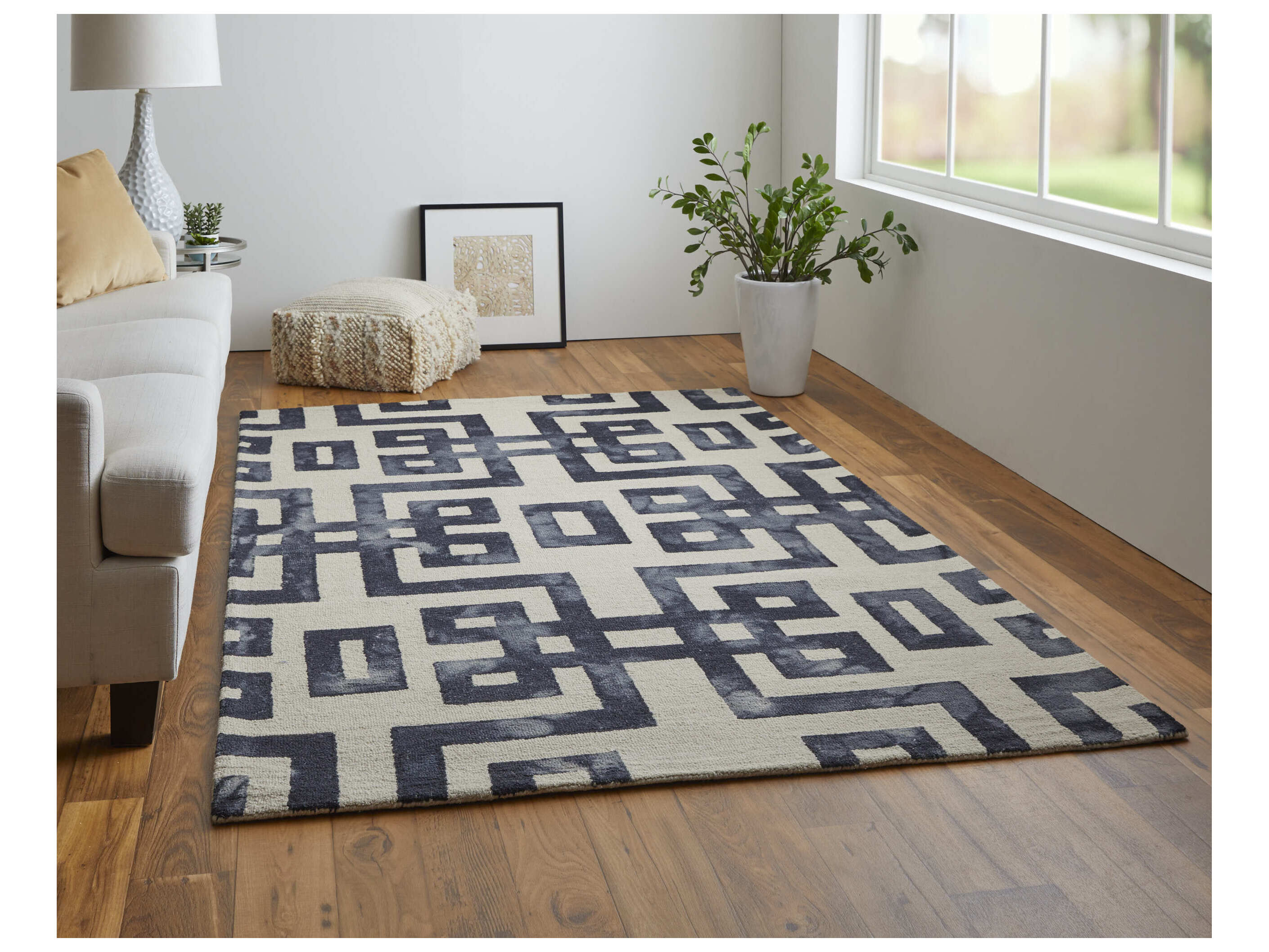 Feizy Rugs Lorrain Geometric Area Rug FZ8568FNOIR