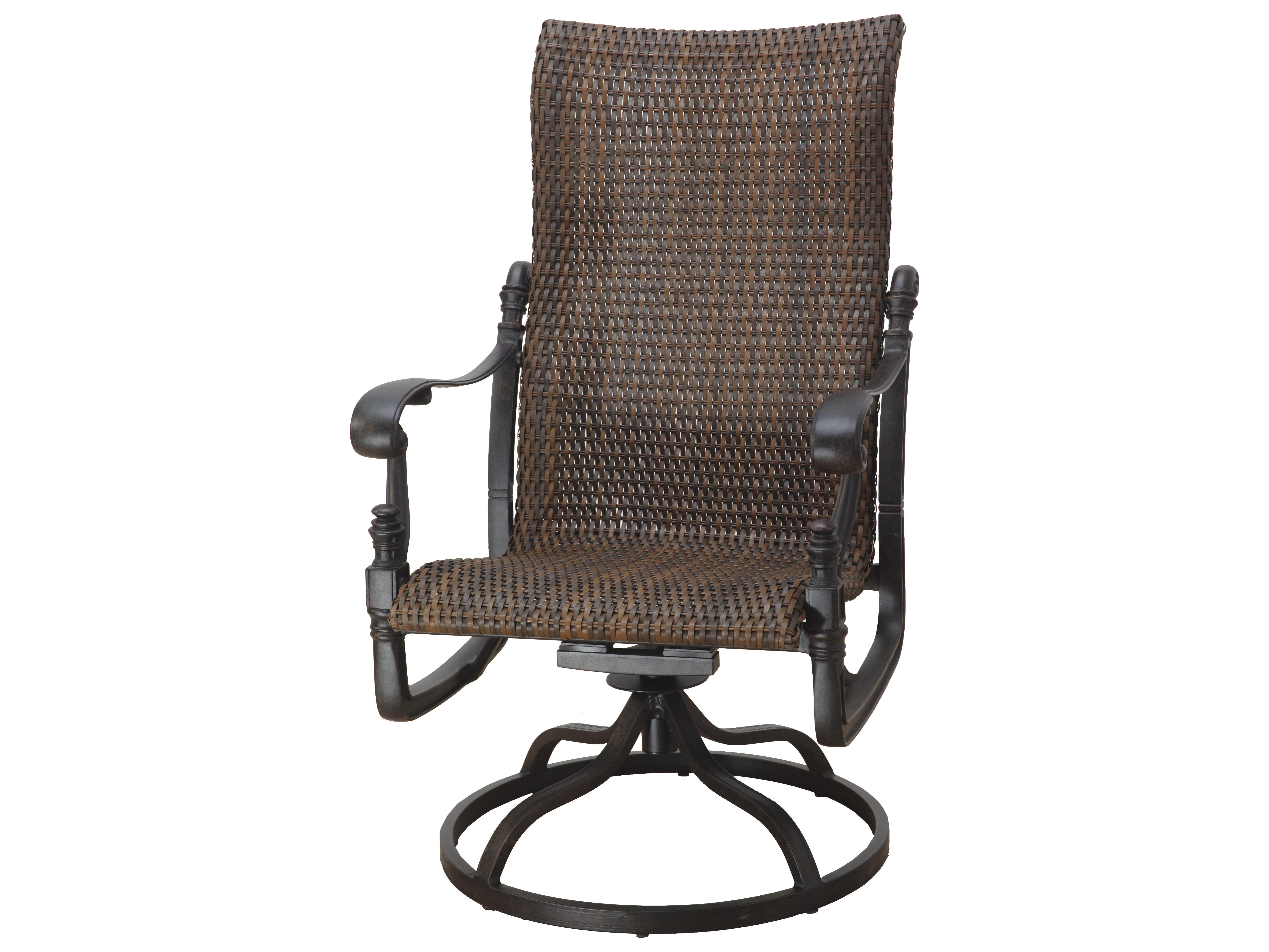 Gensun Florence Woven Cast Aluminum High Back Swivel Rocker Lounge