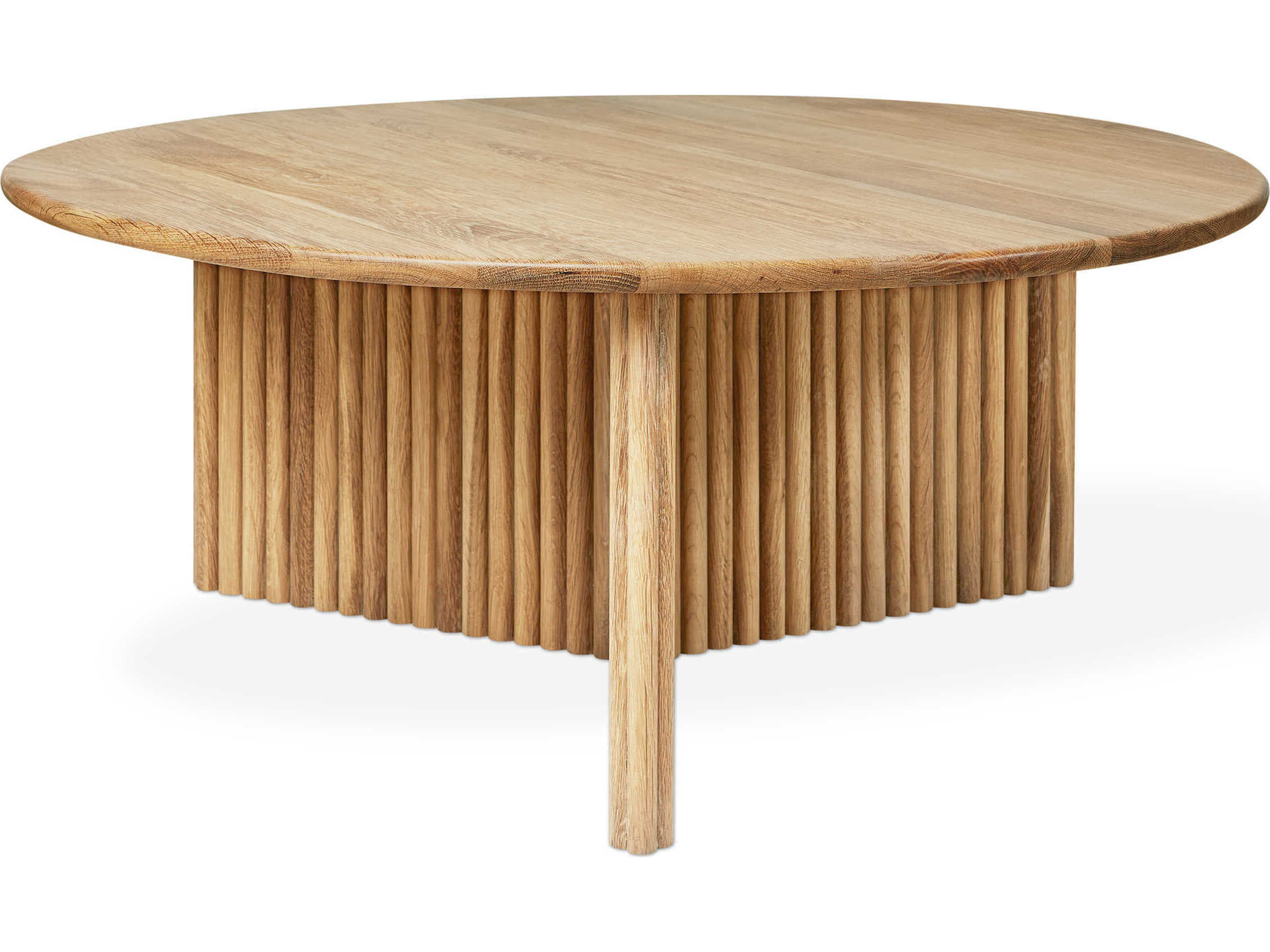 Gus* Modern Odeon Round Wood White Oak Coffee Table GUMECCTODERWHIOAK