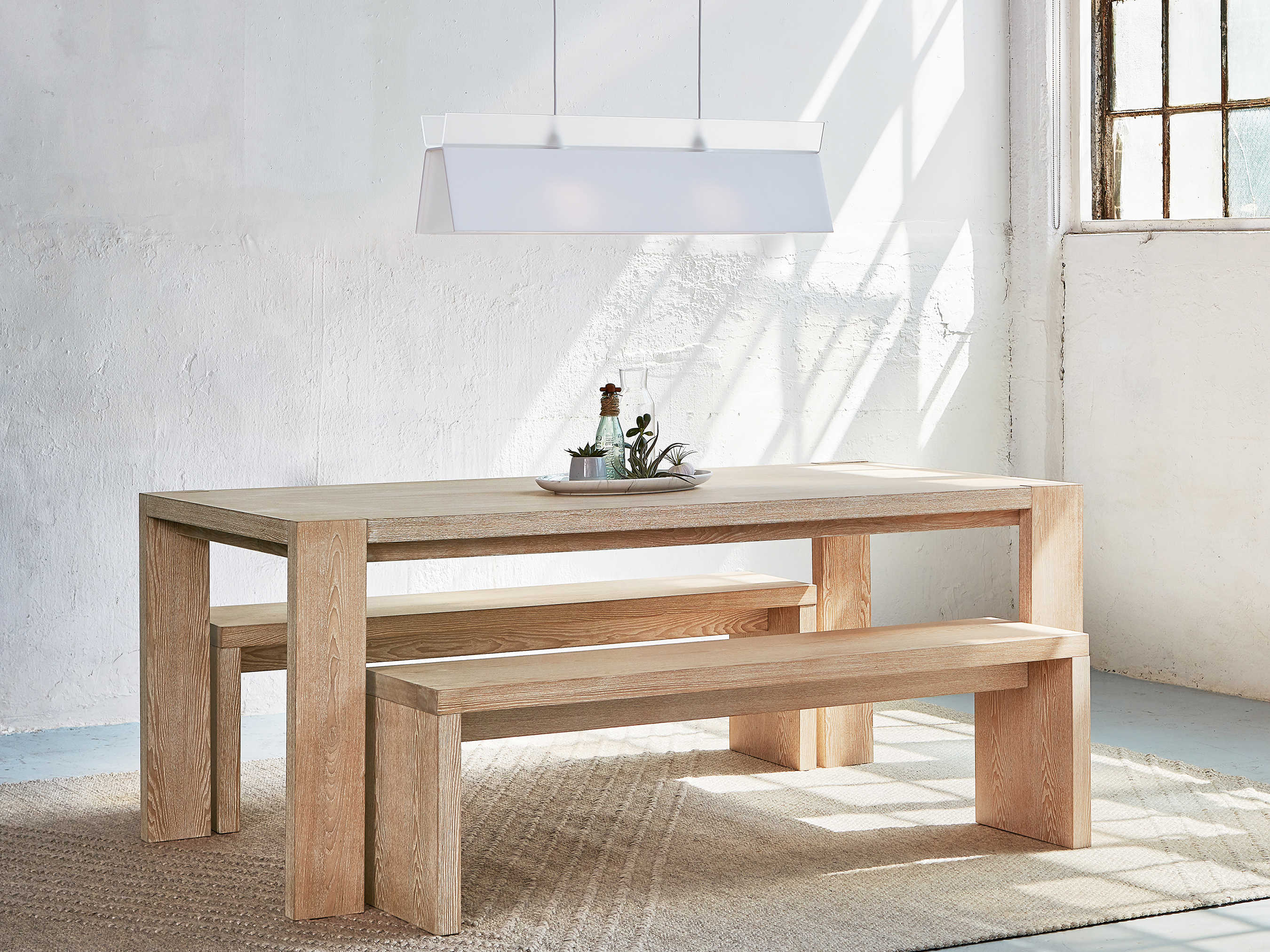 Gus* Modern Plank White Wash Accent Bench GUMECDCPLANWHIWAS