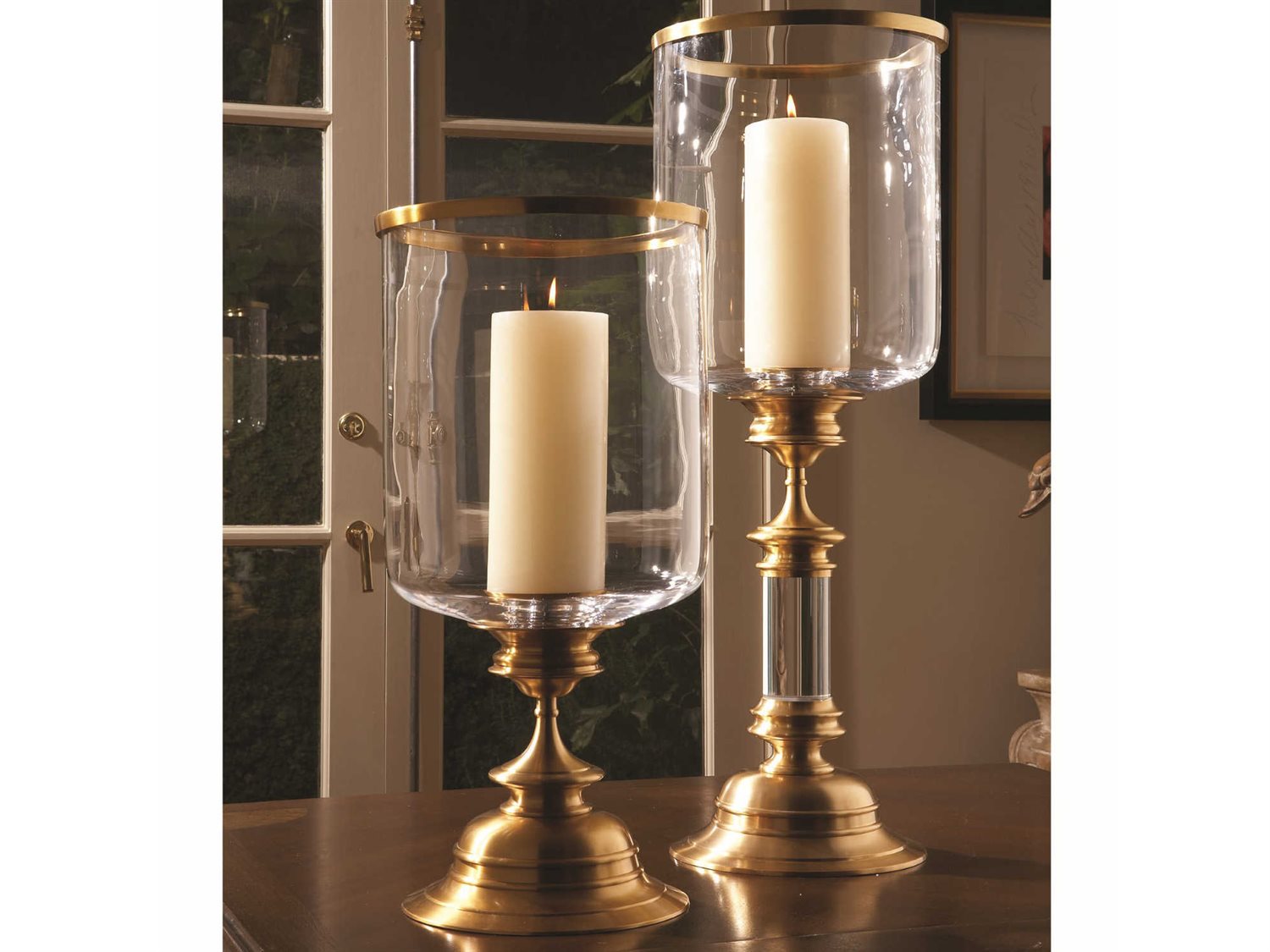Global Views Estate Hurricane Antique Brass Candle Holder GV990777