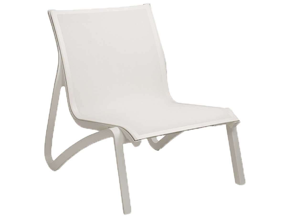 Grosfillex Sunset Sling Aluminum Resin White Outdoor Patio Lounge Chair
