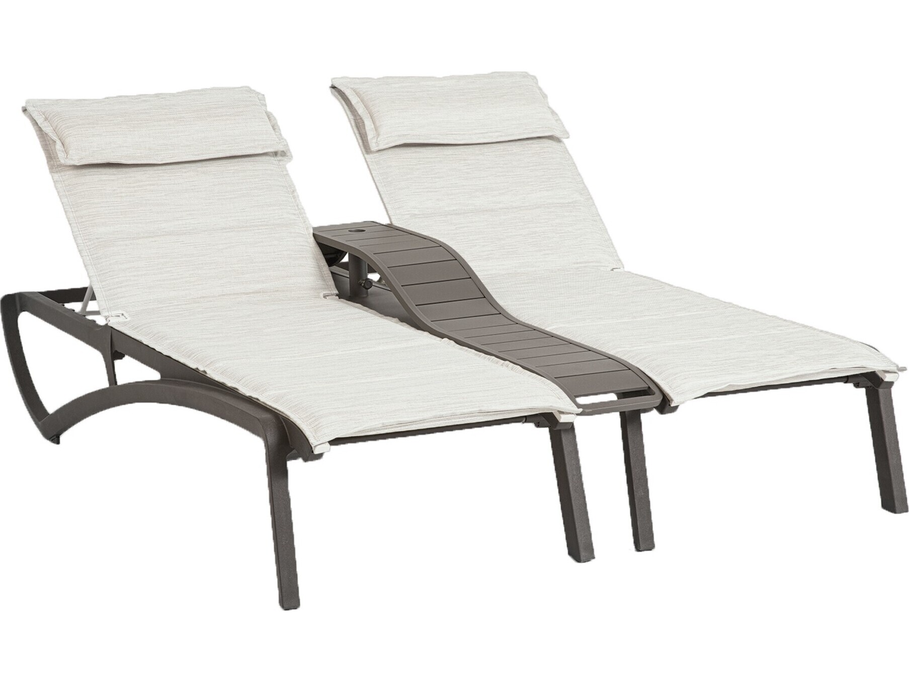 Grosfillex Sunset Sling Resin Volcanic Black Comfort Duo Chaise Lounge