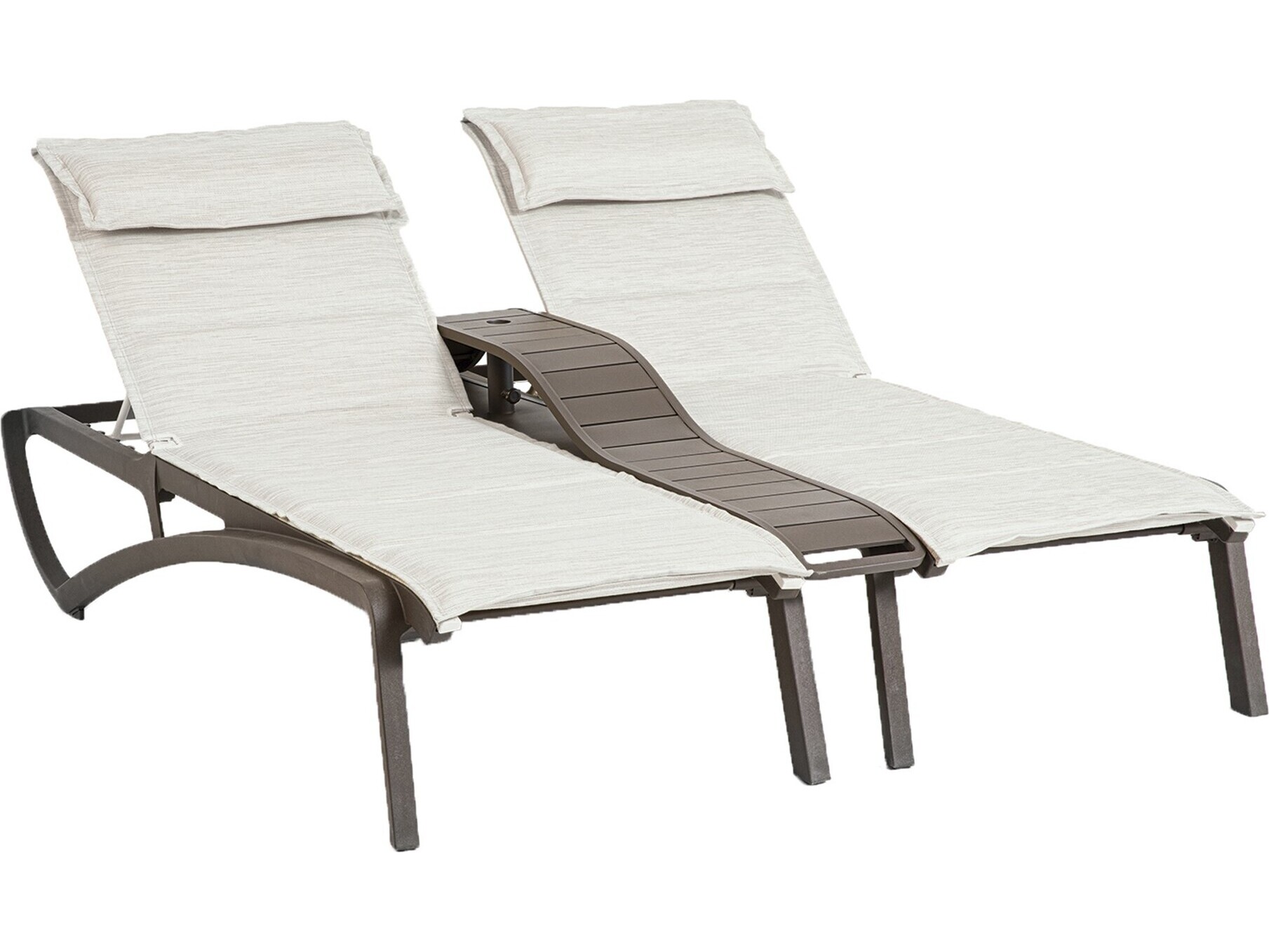 Grosfillex Sunset Sling Resin Fusion Bronze Comfort Duo Chaise Lounge