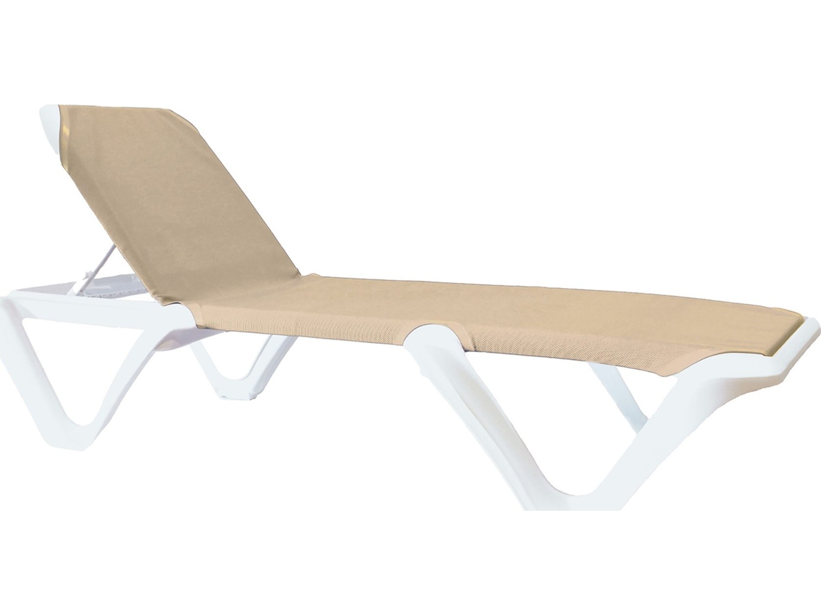 Grosfillex Nautical Pro Sling Resin White Stacking Adjustable Chaise
