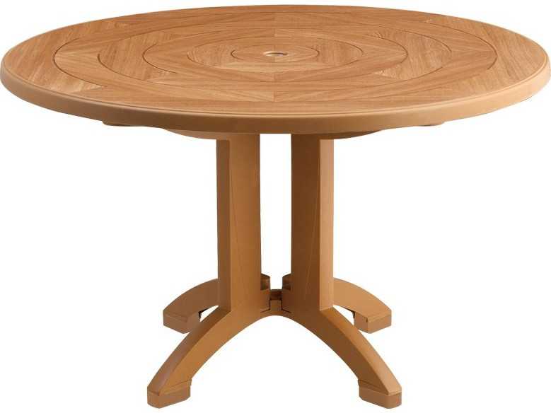 Grosfillex Aquaba Classic Resin Teakwood 48'' Wide Round Teakwood Top