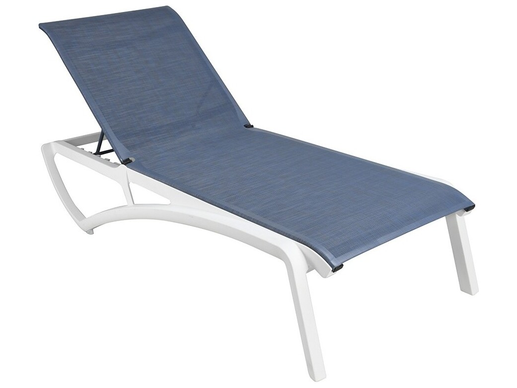 Grosfillex Sunset Sling Aluminum Resin Glacier White Chaise Lounge in