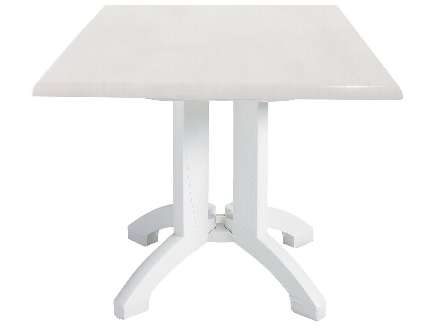 Grosfillex Atlanta Resin White Square Outdoor Dining Table with