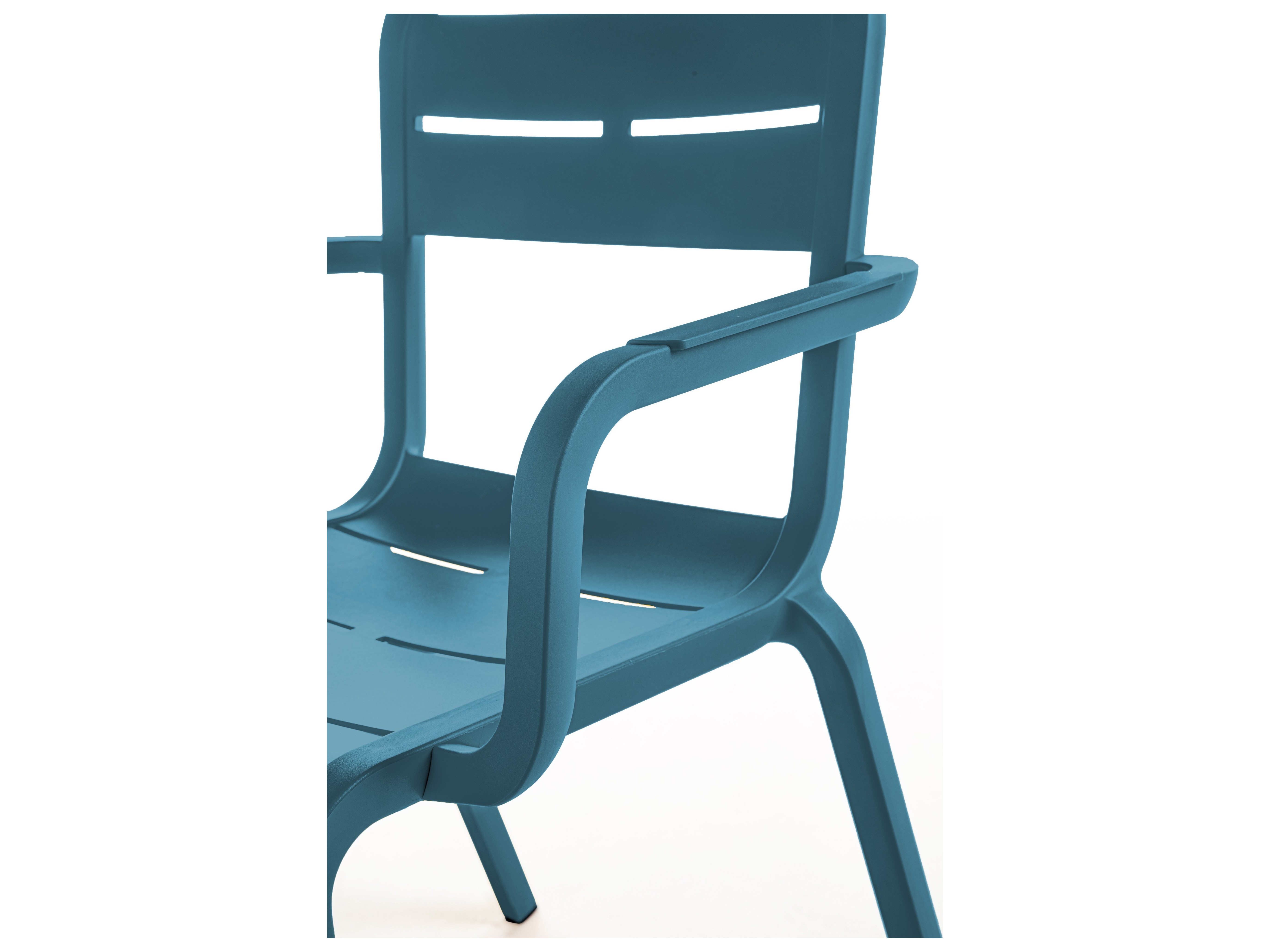 Grosfillex Cannes Resin Mineral Blue Stacking Dining Arm Chair GXUT511784