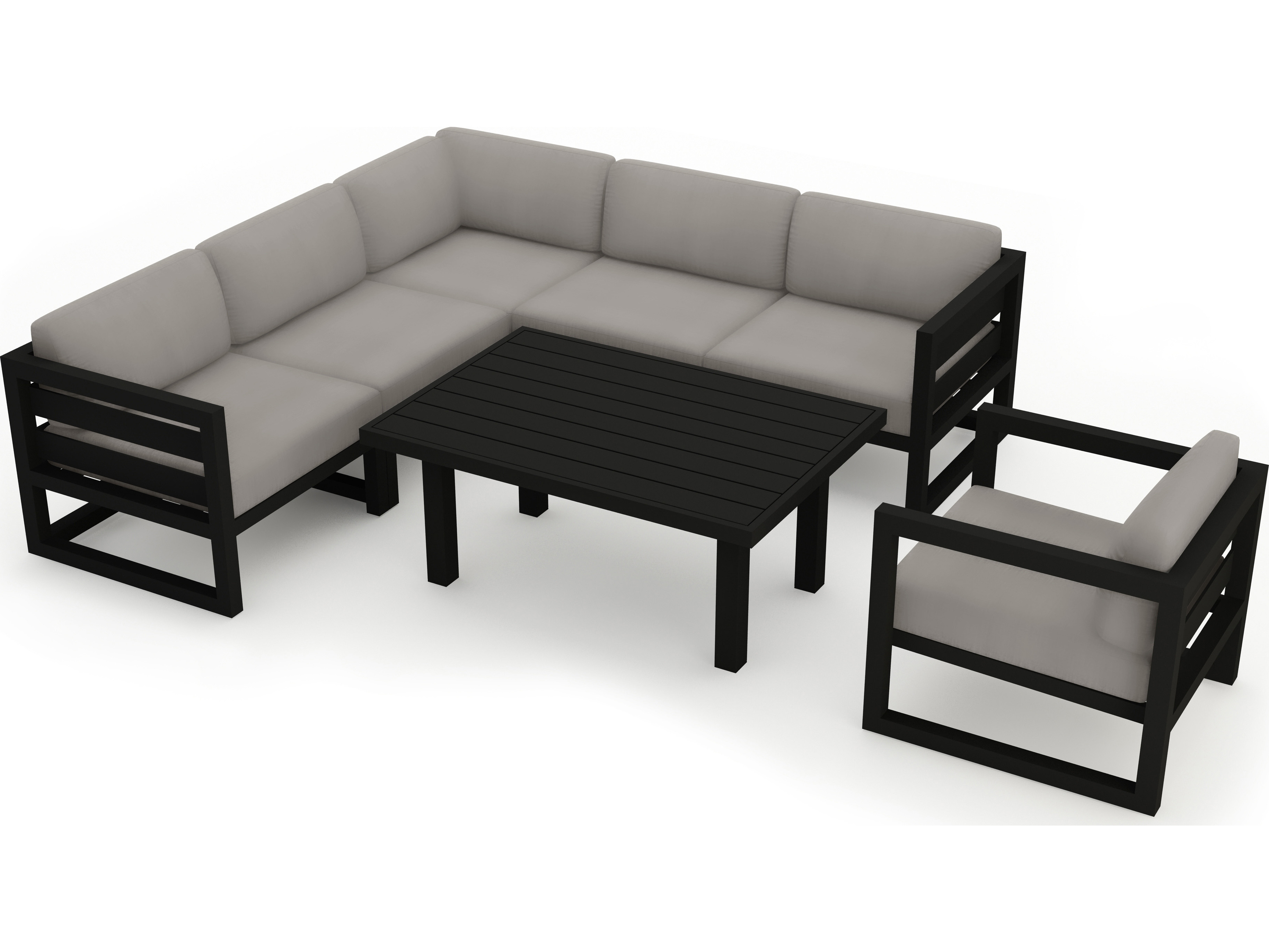 Harmonia Living Avion Aluminum Black 7 Piece Sectional Outdoor Lounge