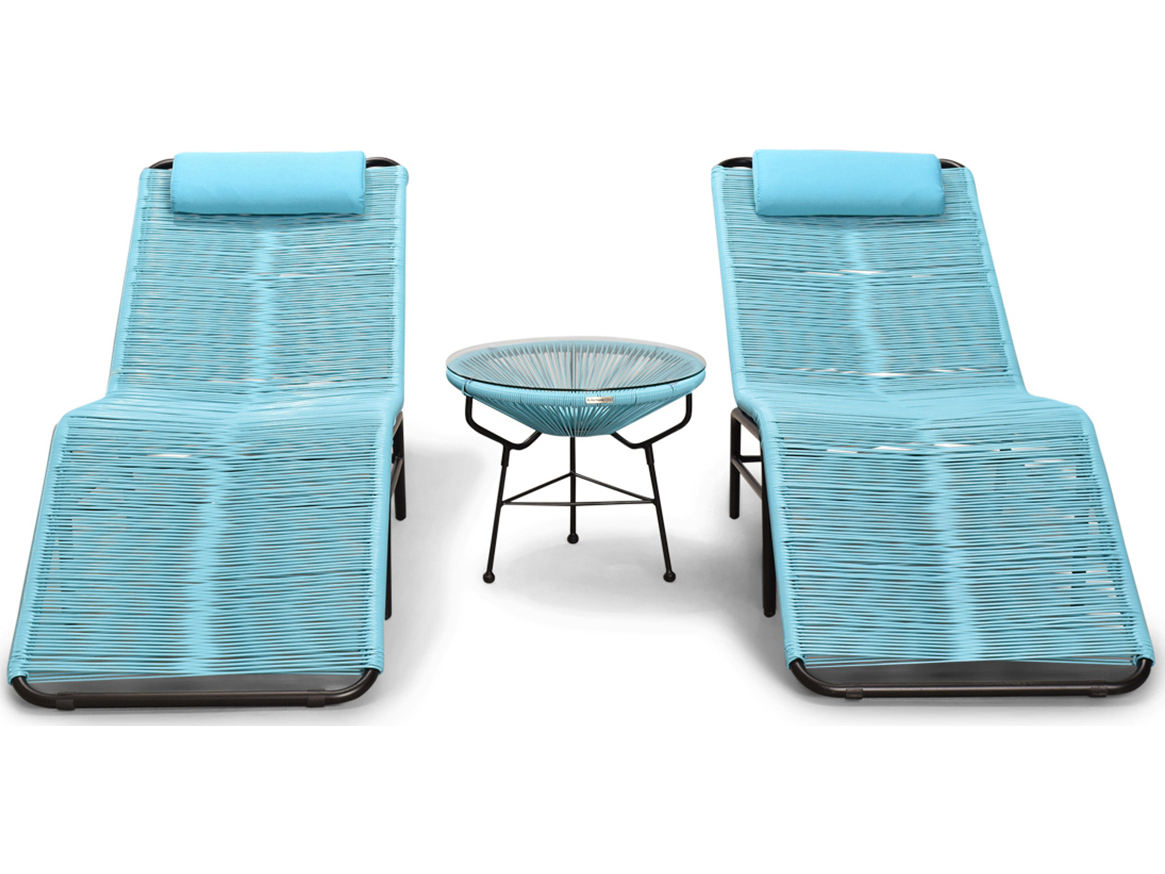 Harmonia Living Closeouts Acapulco Woven Strap 3 Piece Chaise Lounge