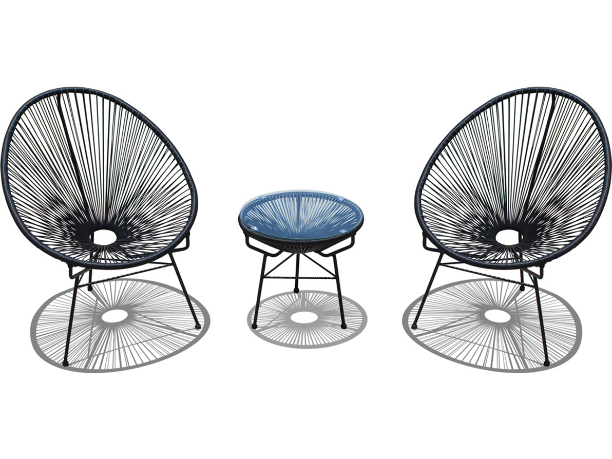 Harmonia Living Closeouts Acapulco Woven Strap 3 Piece Chat Patio