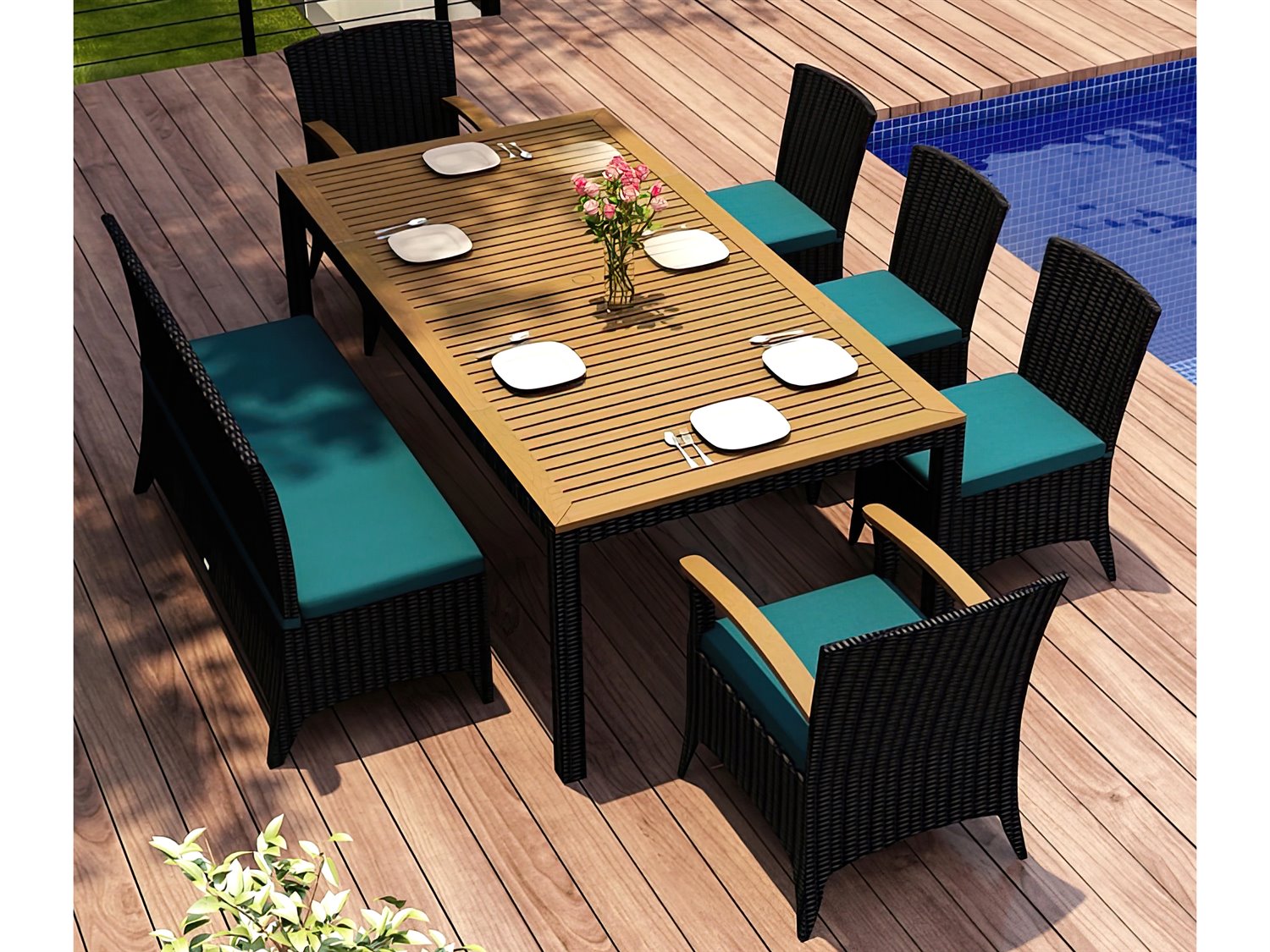 Harmonia Living Arbor Wicker 7 Piece Dining Set HLARCB7BDS