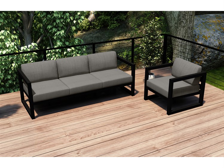 Harmonia Living Avion Aluminum Black 2 Piece Sofa Lounge Set HLAVN2SS