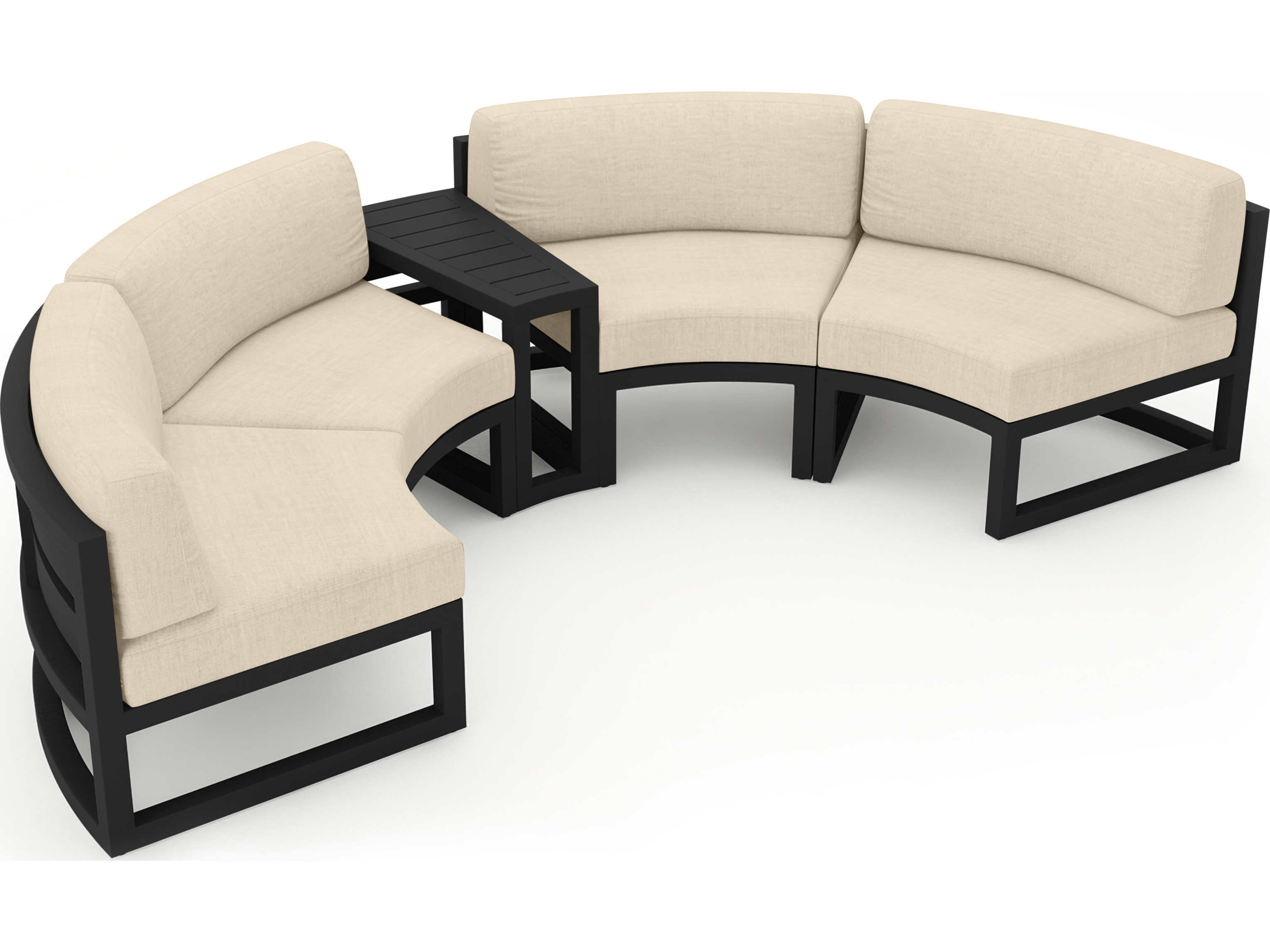 Harmonia Living Avion Aluminum Black 3 Piece Curved Sectional Outdoor