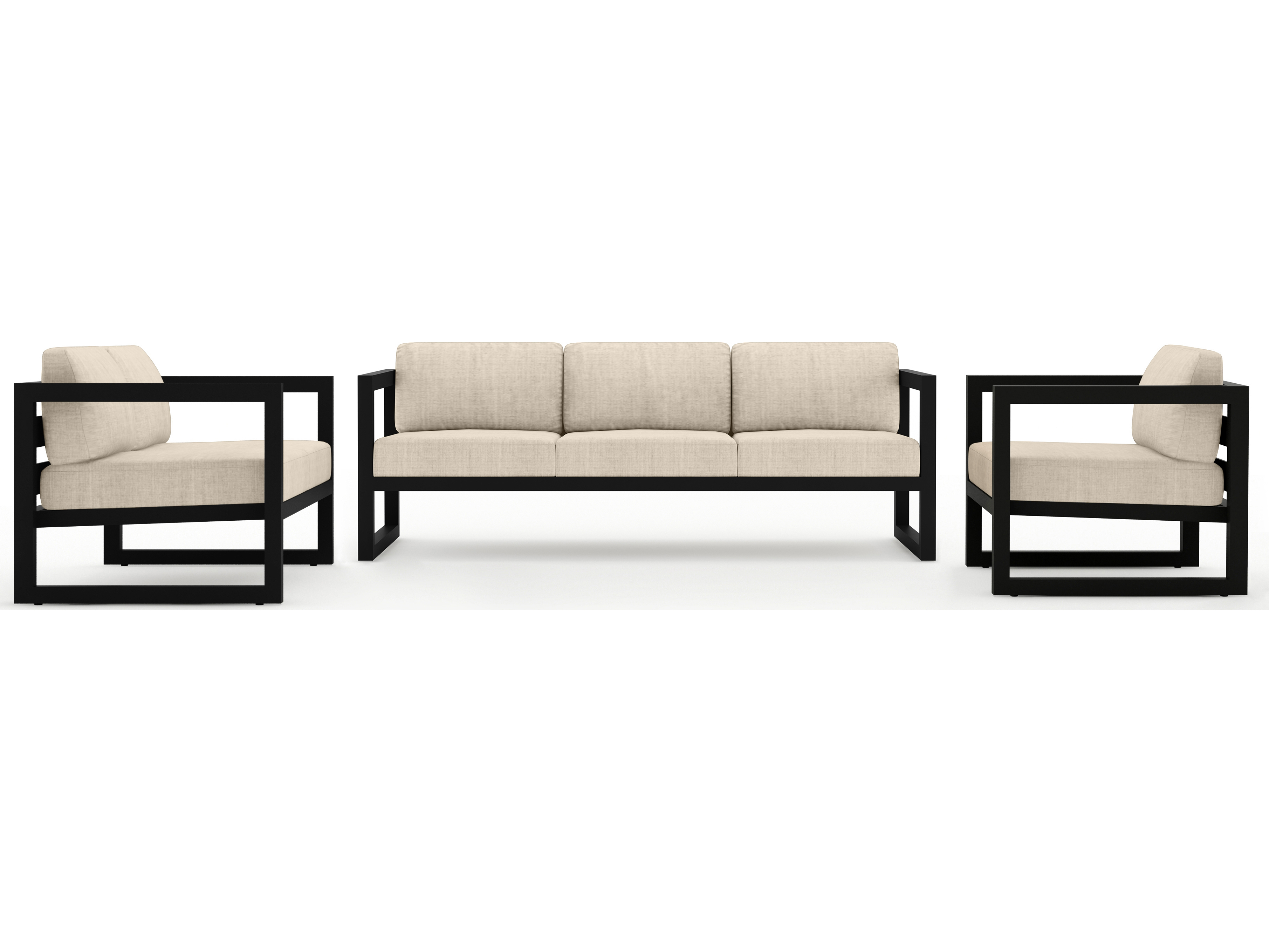 Harmonia Living Avion Aluminum Black 3 Piece Sofa Lounge Set