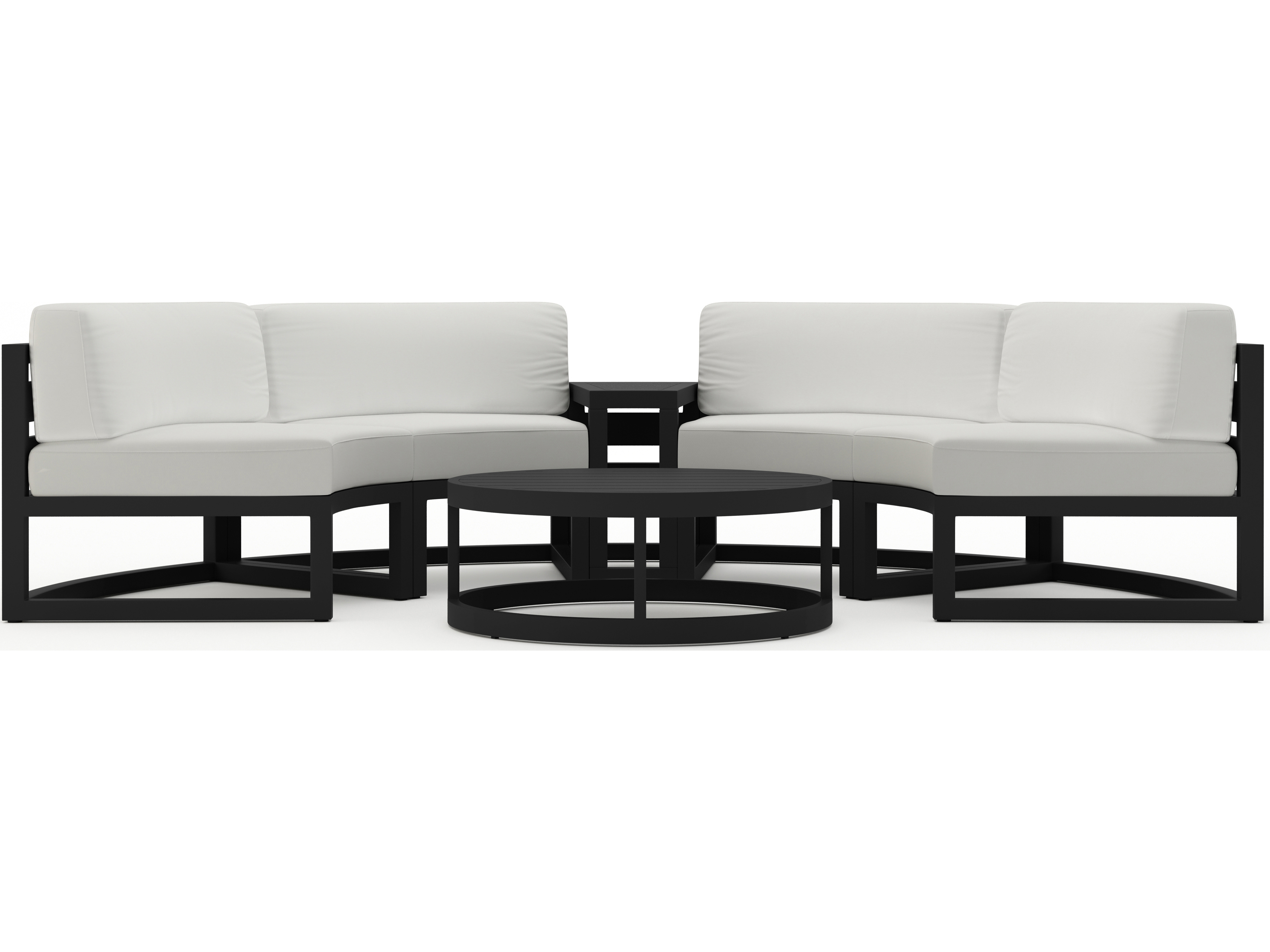 Harmonia Living Avion Aluminum Black 4 Piece Curve Sectional Lounge Set