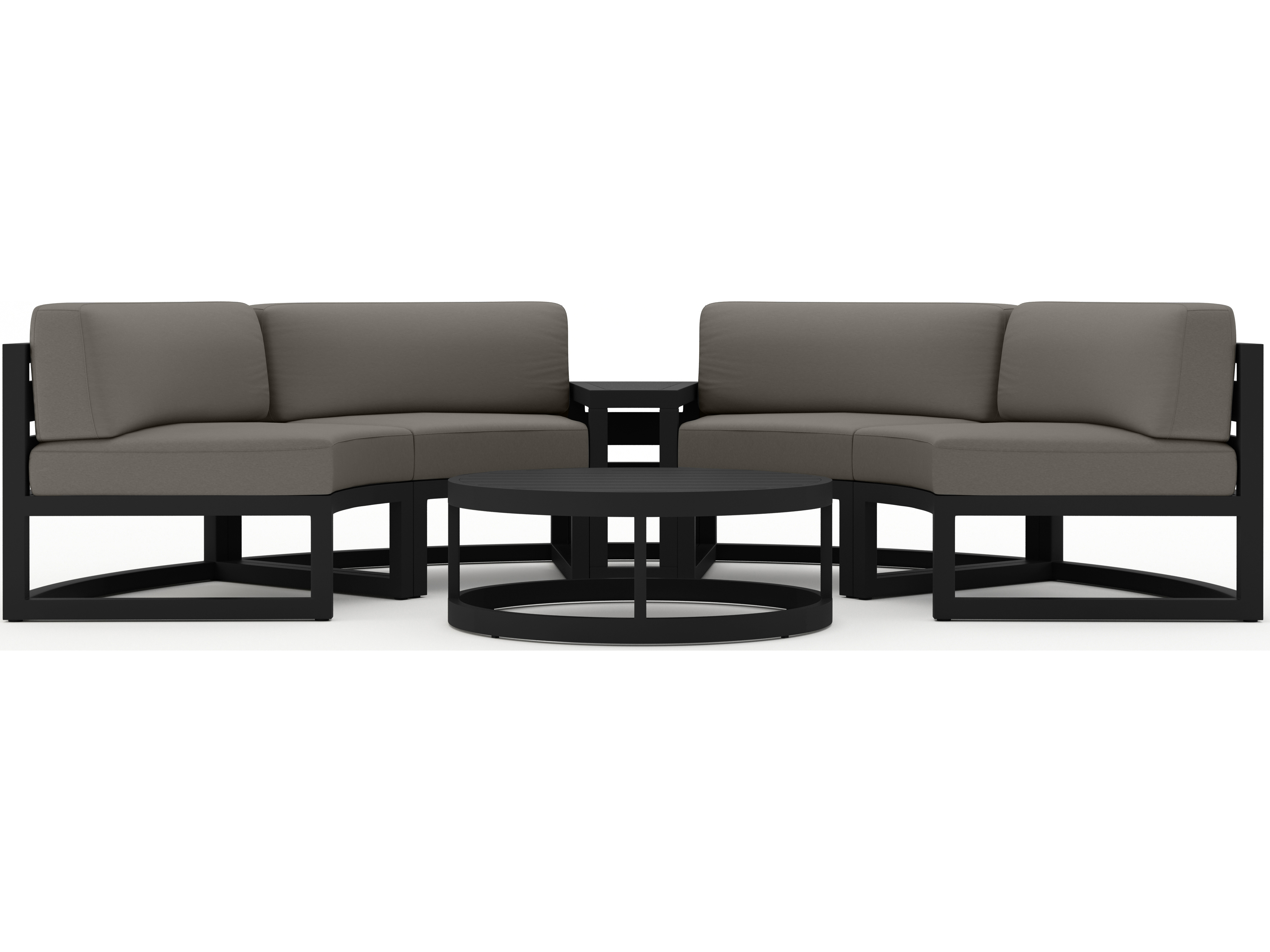 Harmonia Living Avion Aluminum Black 4 Piece Curve Sectional Lounge Set