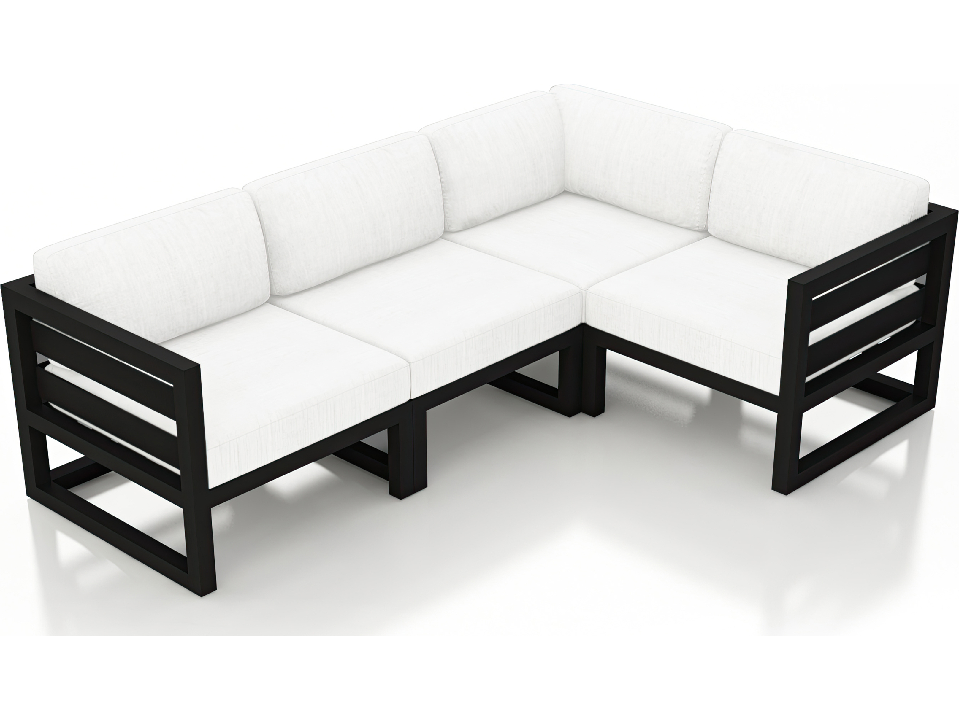 Harmonia Living Avion Aluminum Black 4 Piece Sectional Patio Lounge Set