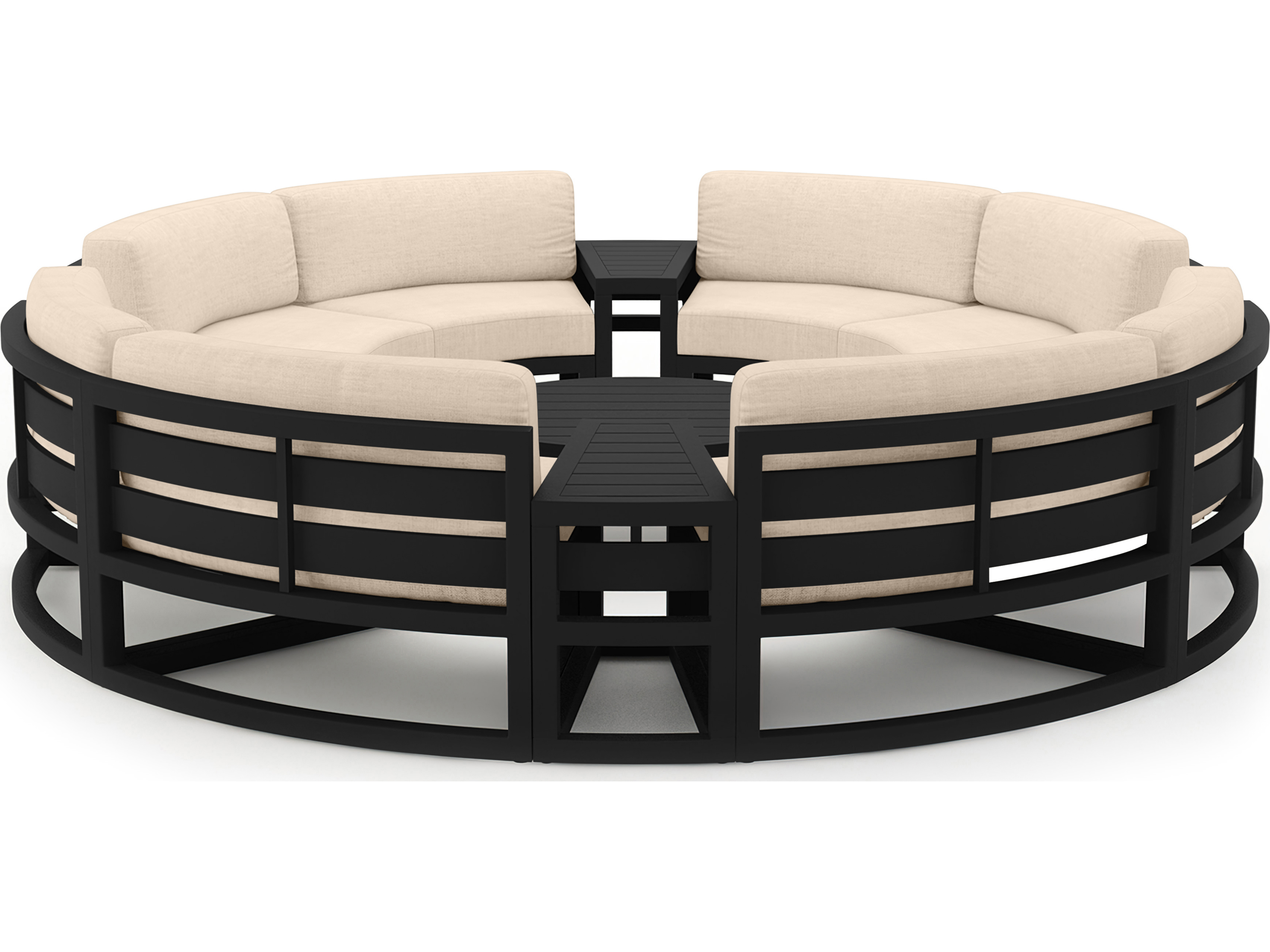 Harmonia Living Avion Aluminum Black 7 Piece Curve Sectional Outdoor