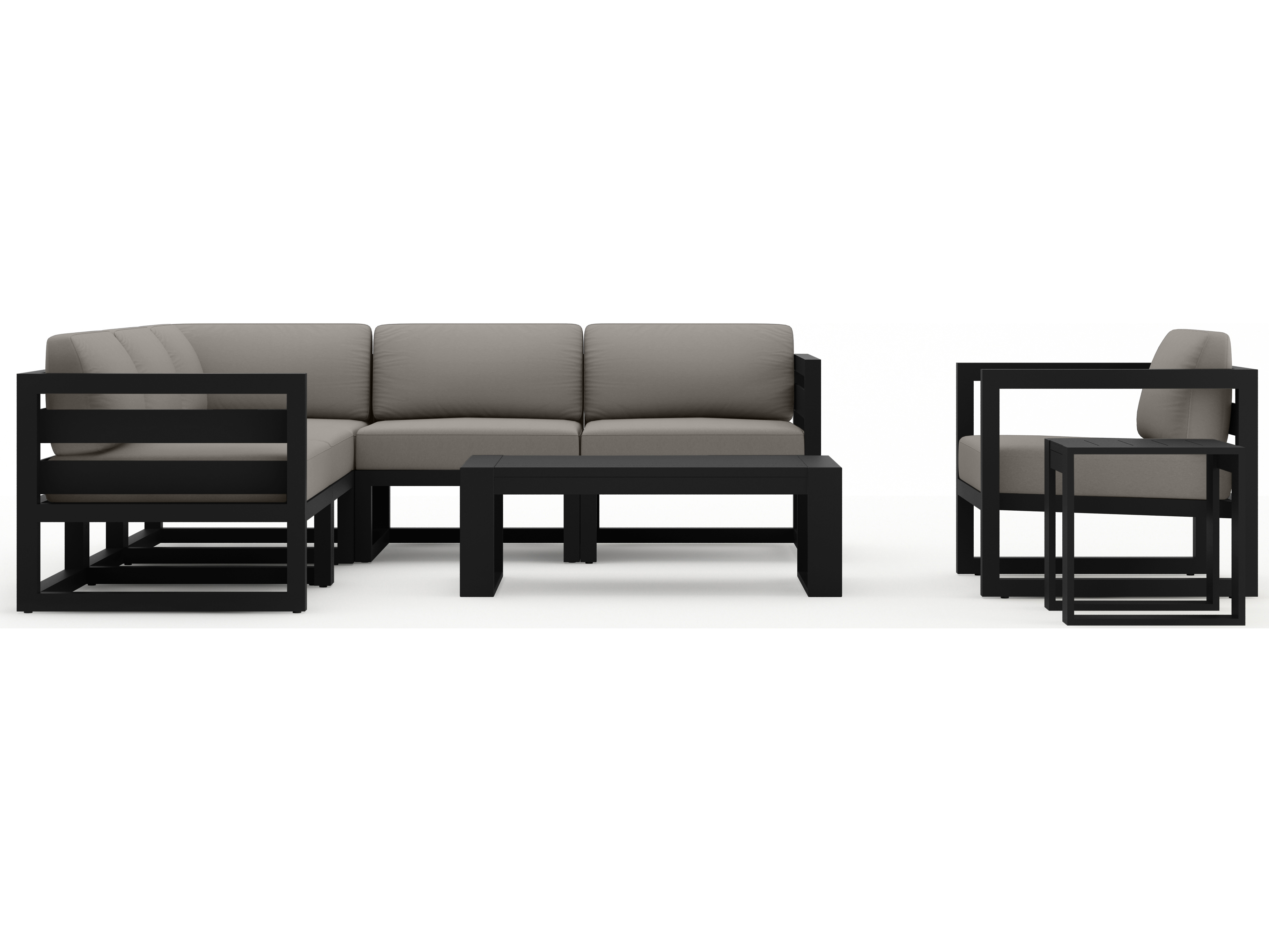 Harmonia Living Avion Aluminum Black 8 Piece Sectional Patio Lounge Set
