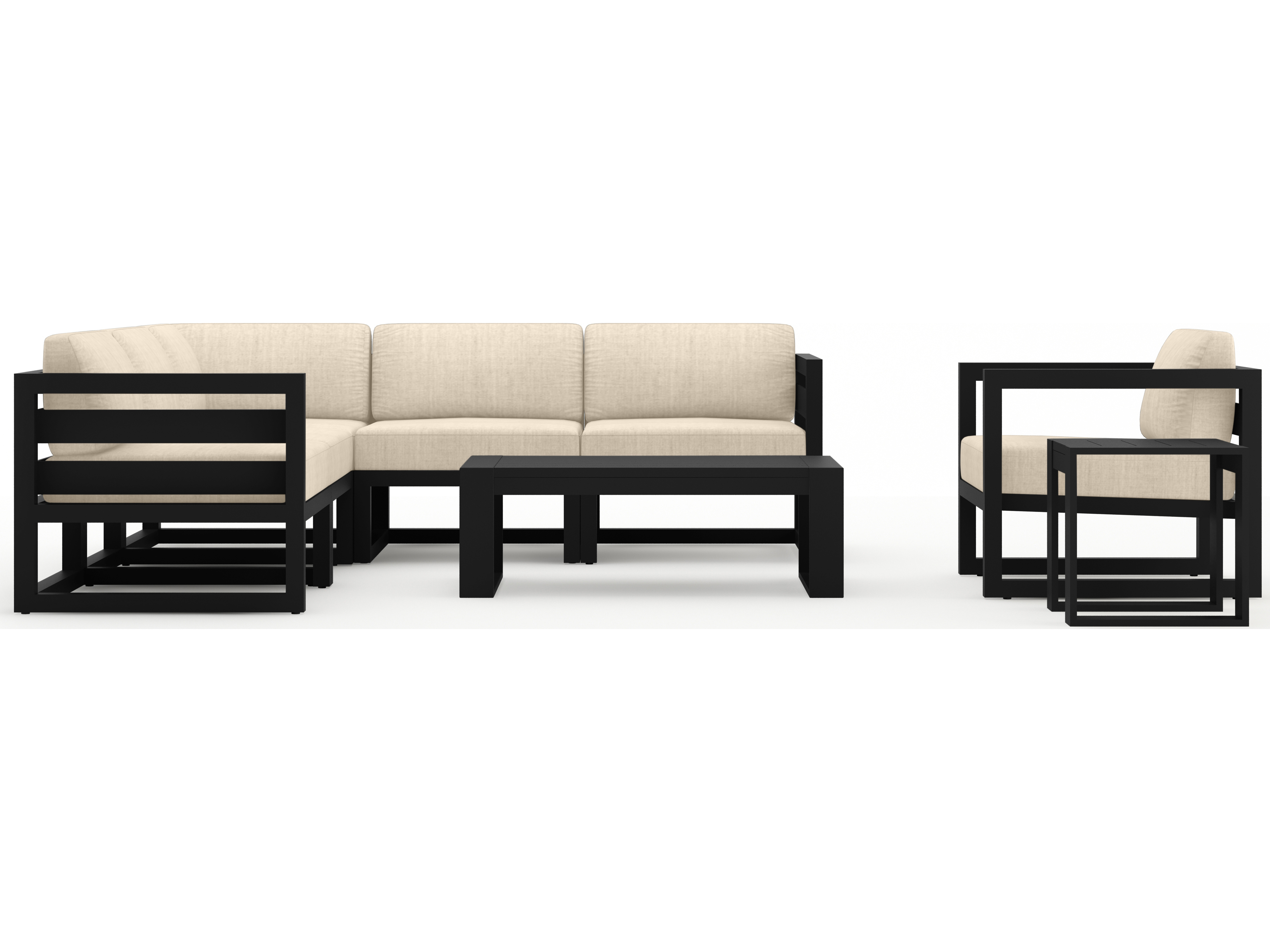 Harmonia Living Avion Aluminum Black 8 Piece Sectional Patio Lounge Set