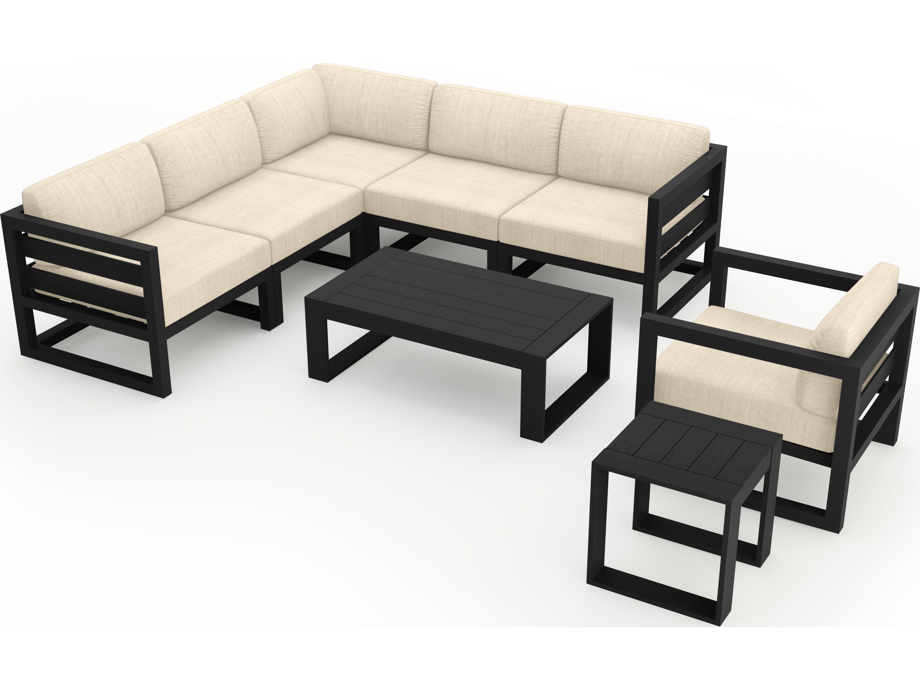 Harmonia Living Avion Aluminum Black 8 Piece Sectional Patio Lounge Set