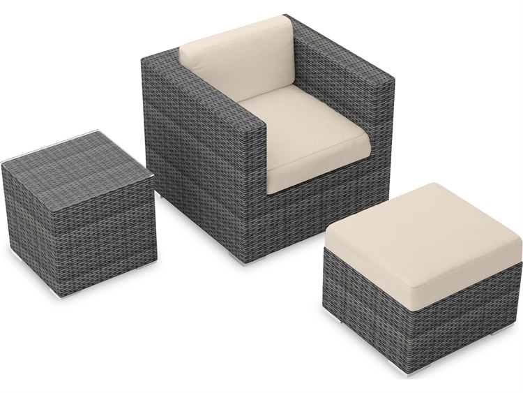 Harmonia Living District HDPE Wicker Textured Slate 3 Piece Lounge Set