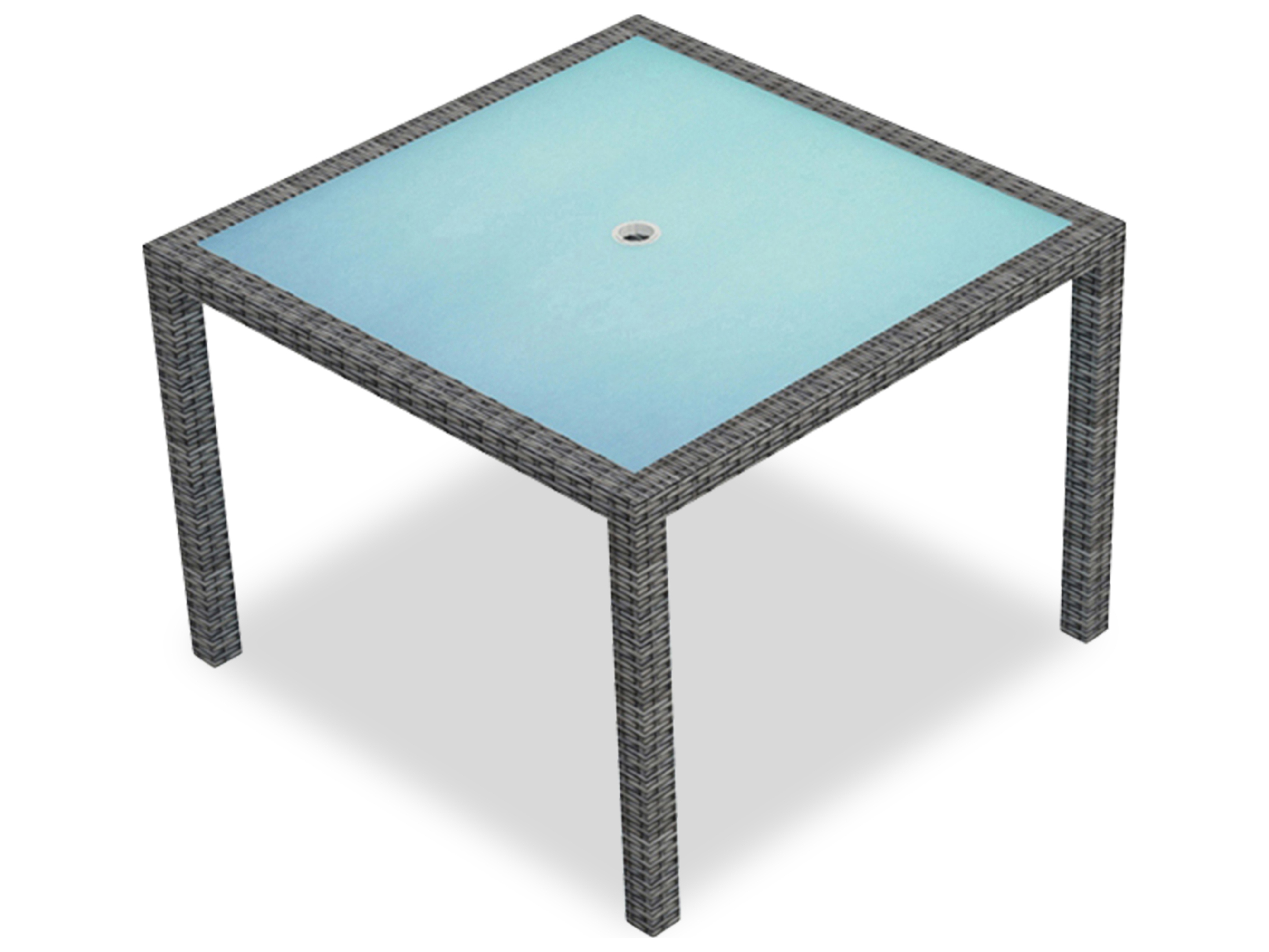 Harmonia Living District Wicker 39.25'' Square Glass Top Dining Table