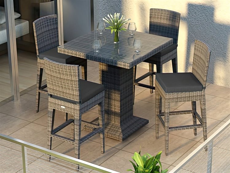 Harmonia Living District Wicker 5 Piece Bar Set HLDISTS5BCS