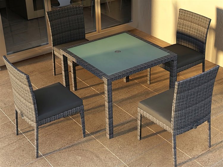 Harmonia Living District Wicker 5 Piece Dining Set HLDISTS5DS