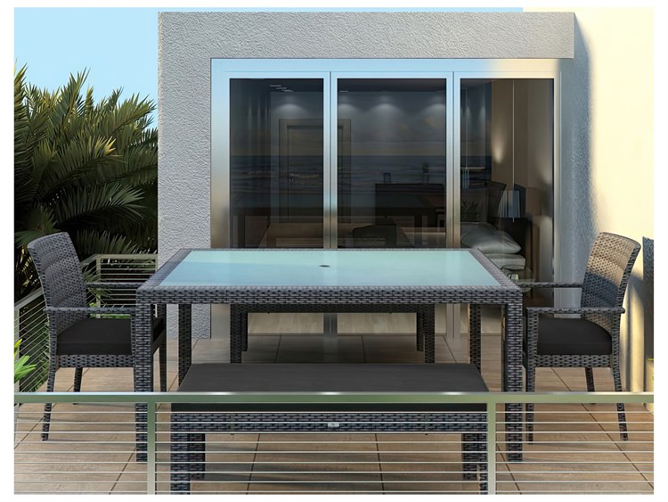 Harmonia Living District Wicker 5 Piece Dining Set HLDISTS6BDS