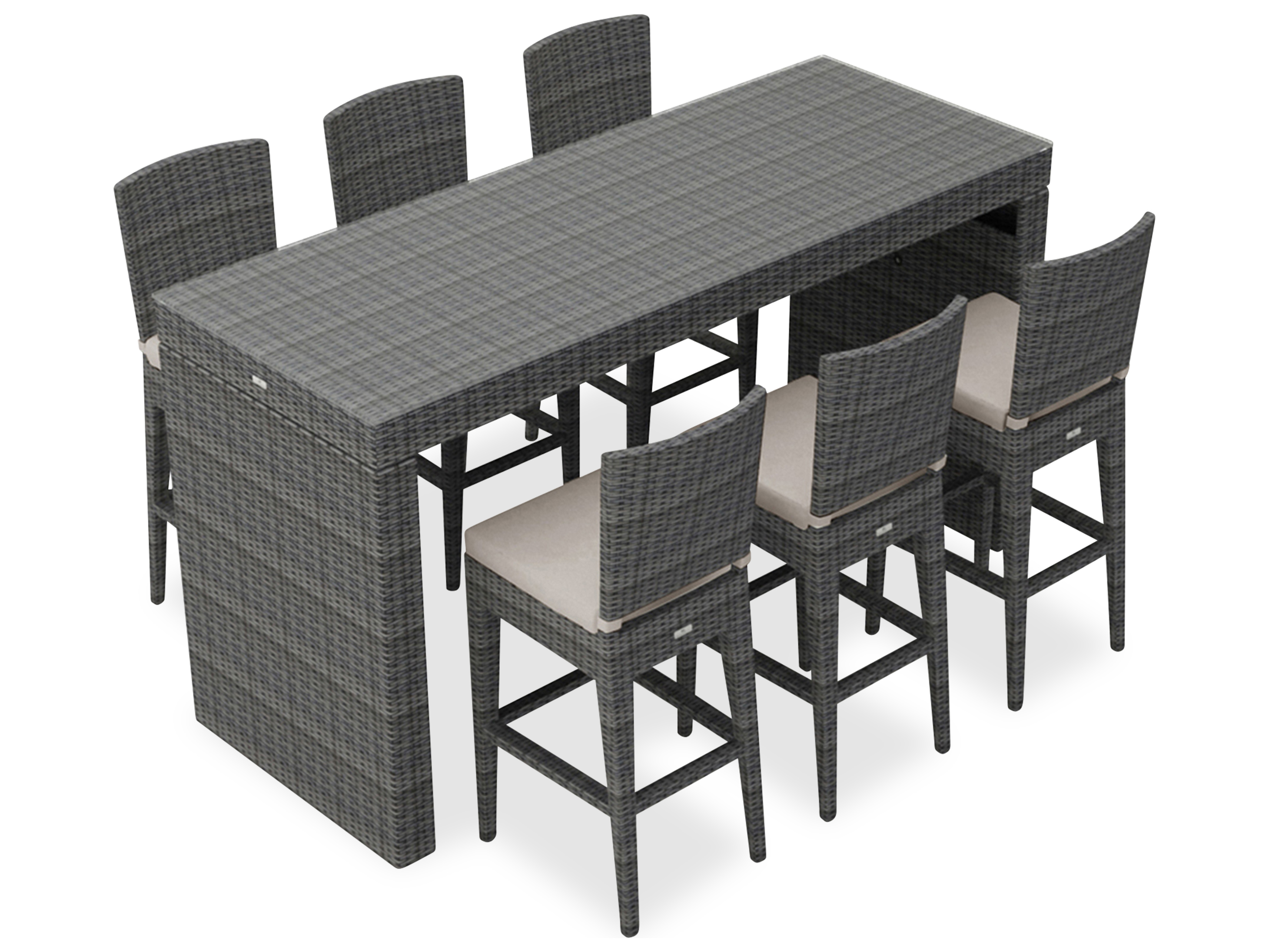 Harmonia Living District HDPE Wicker Textured Slate 7 Piece Bar Set