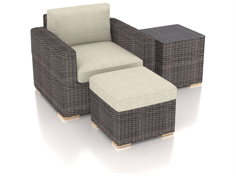 Harmonia Living Dune HDPE Wicker Driftwood 3 Piece Lounge Set HLDUNE