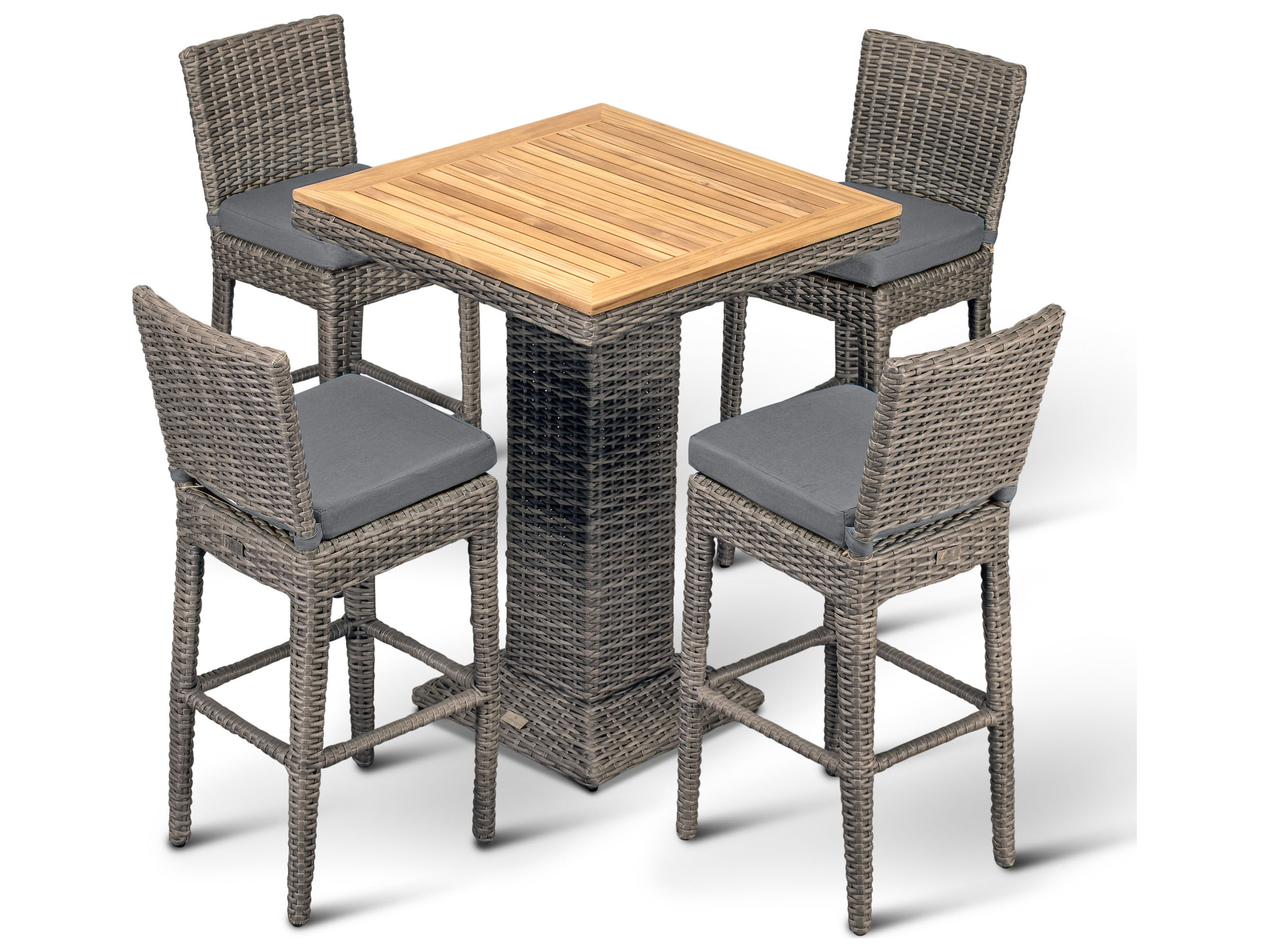 Harmonia Living Dune HDPE Wicker Driftwood 5 Piece Bar Set