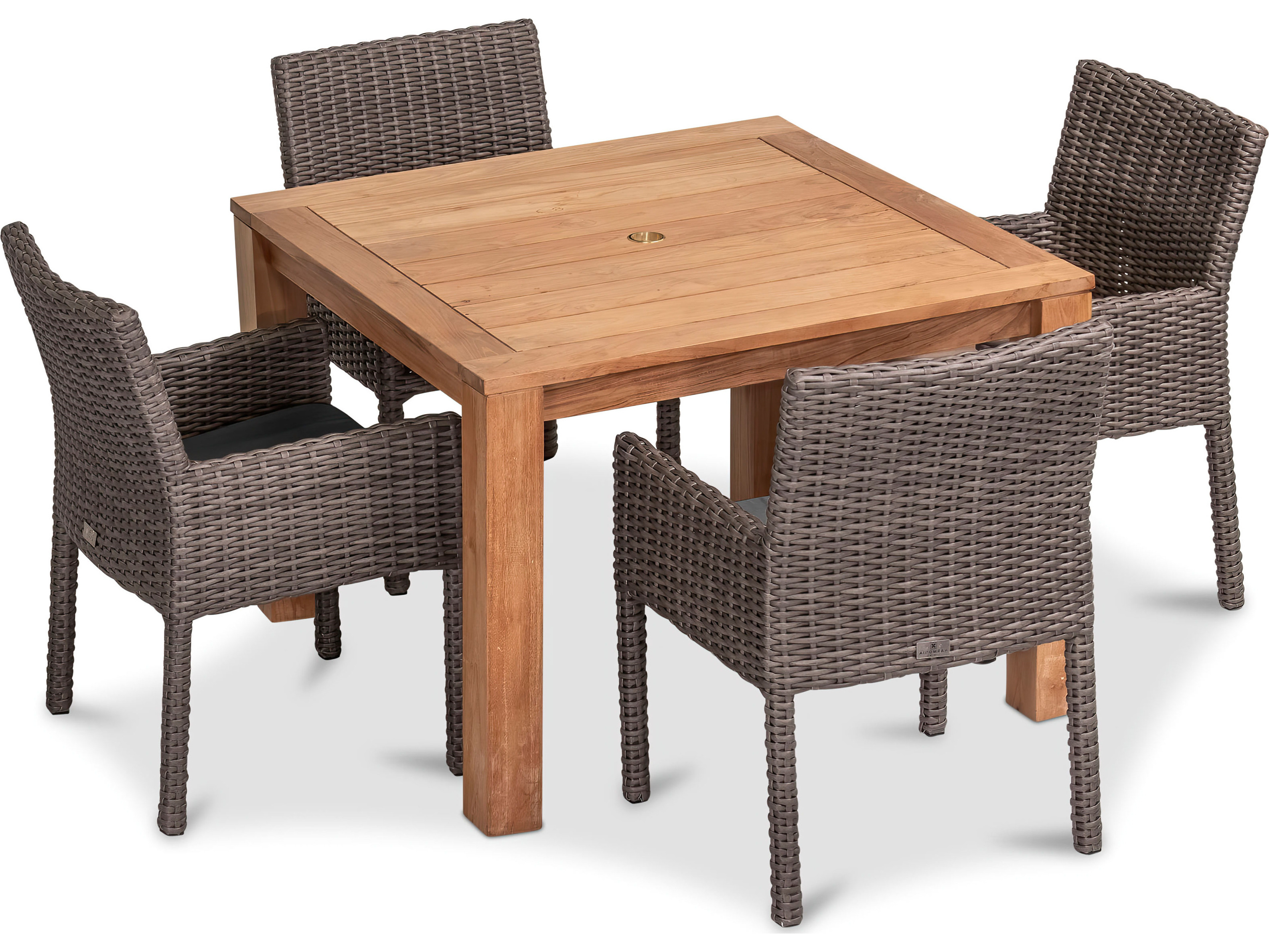 Harmonia Living Dune HDPE Wicker Driftwood 5 Piece Dining Set HLDUNE