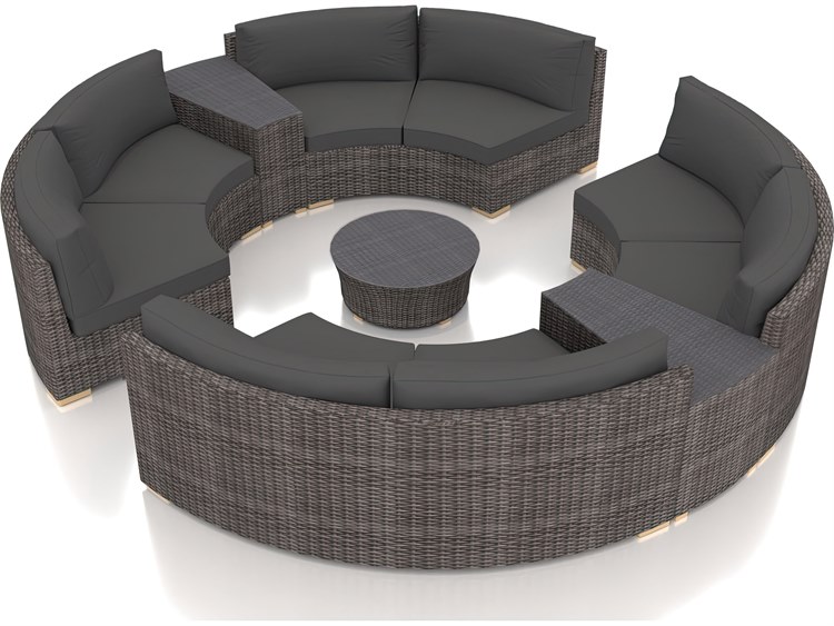 Harmonia Living Dune HDPE Wicker Driftwood 7 Piece Eclipse Sectional Lounge Set HLDUNEDW7CSEC